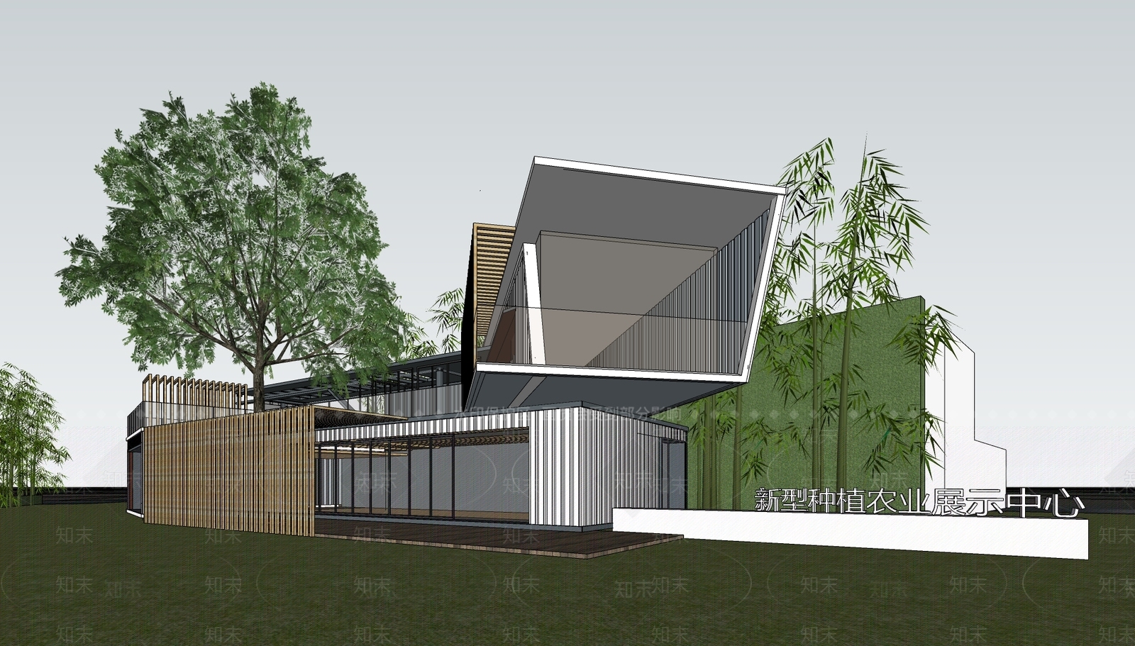 现代展览馆建筑SU模型下载【ID:1145406915】
