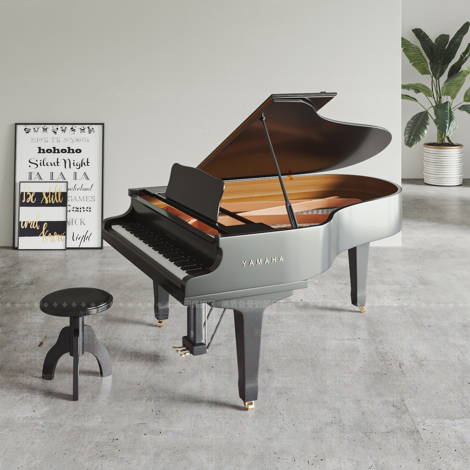 YAMAHA现代三角钢琴SU模型下载【ID:1145413754】