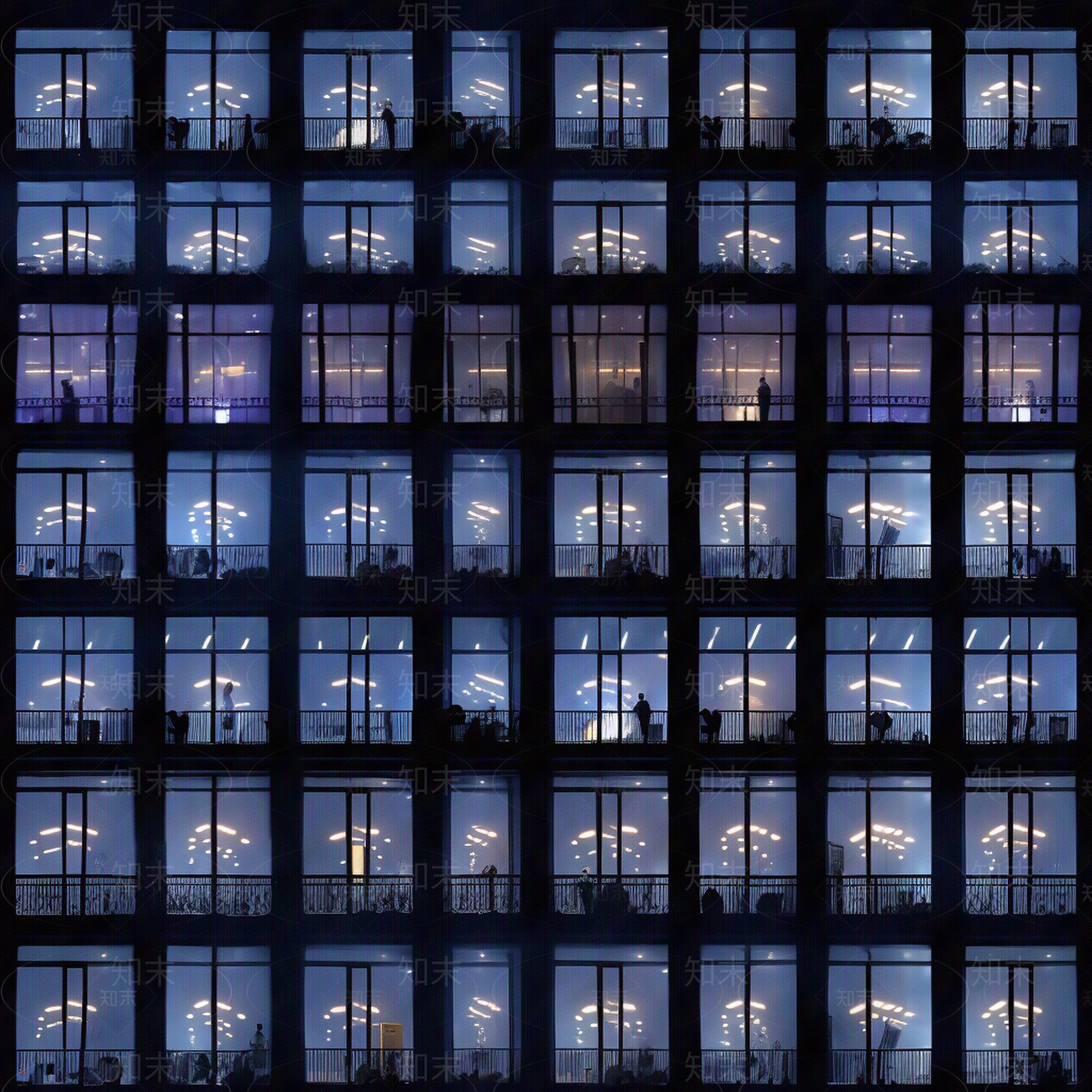 无缝夜晚建筑立面贴图下载【ID:1145415704】