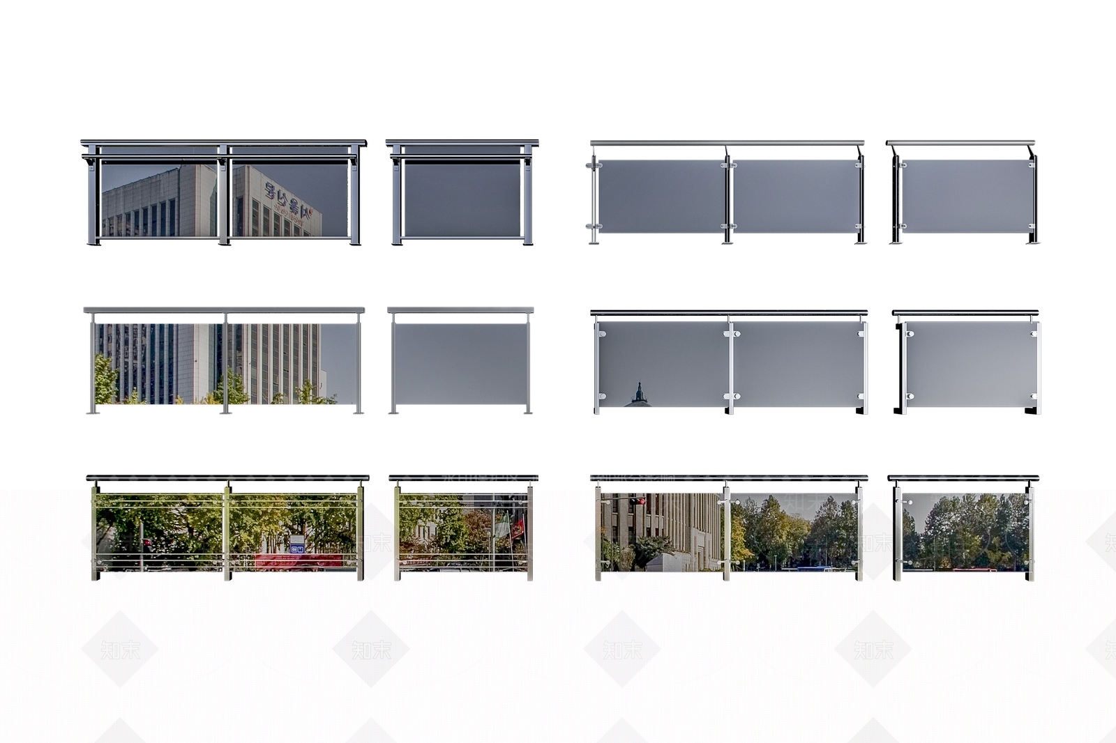 现代玻璃护栏3D模型下载【ID:1145417641】