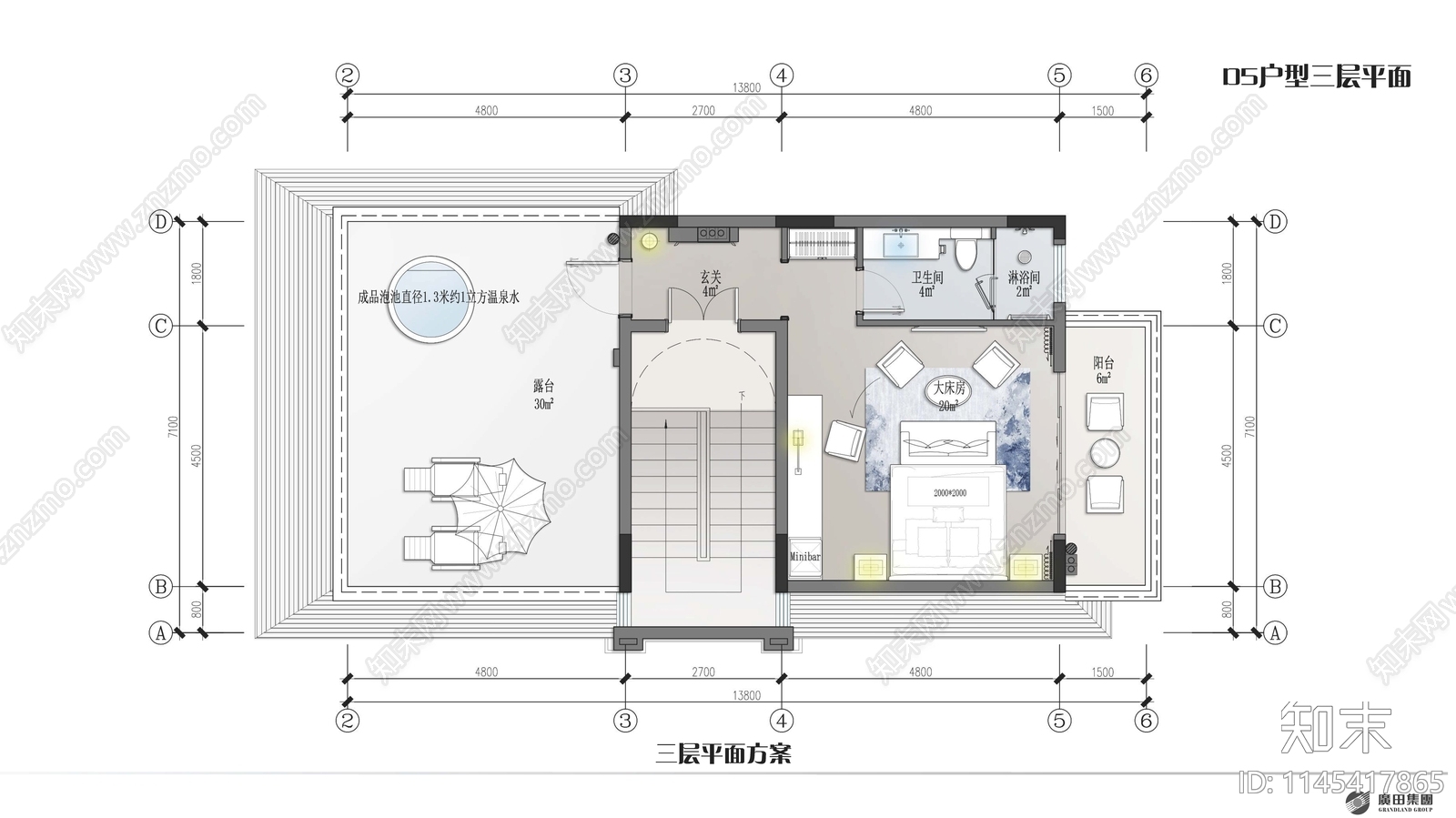三英温泉酒店室内cad施工图下载【ID:1145417865】