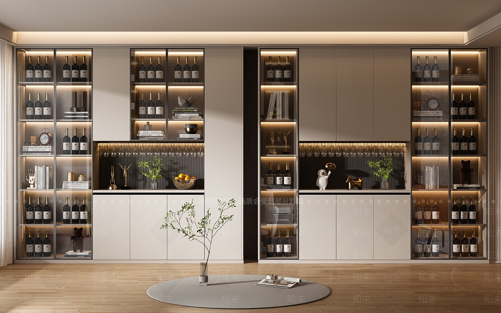 现代酒柜组合3D模型下载【ID:1145419360】