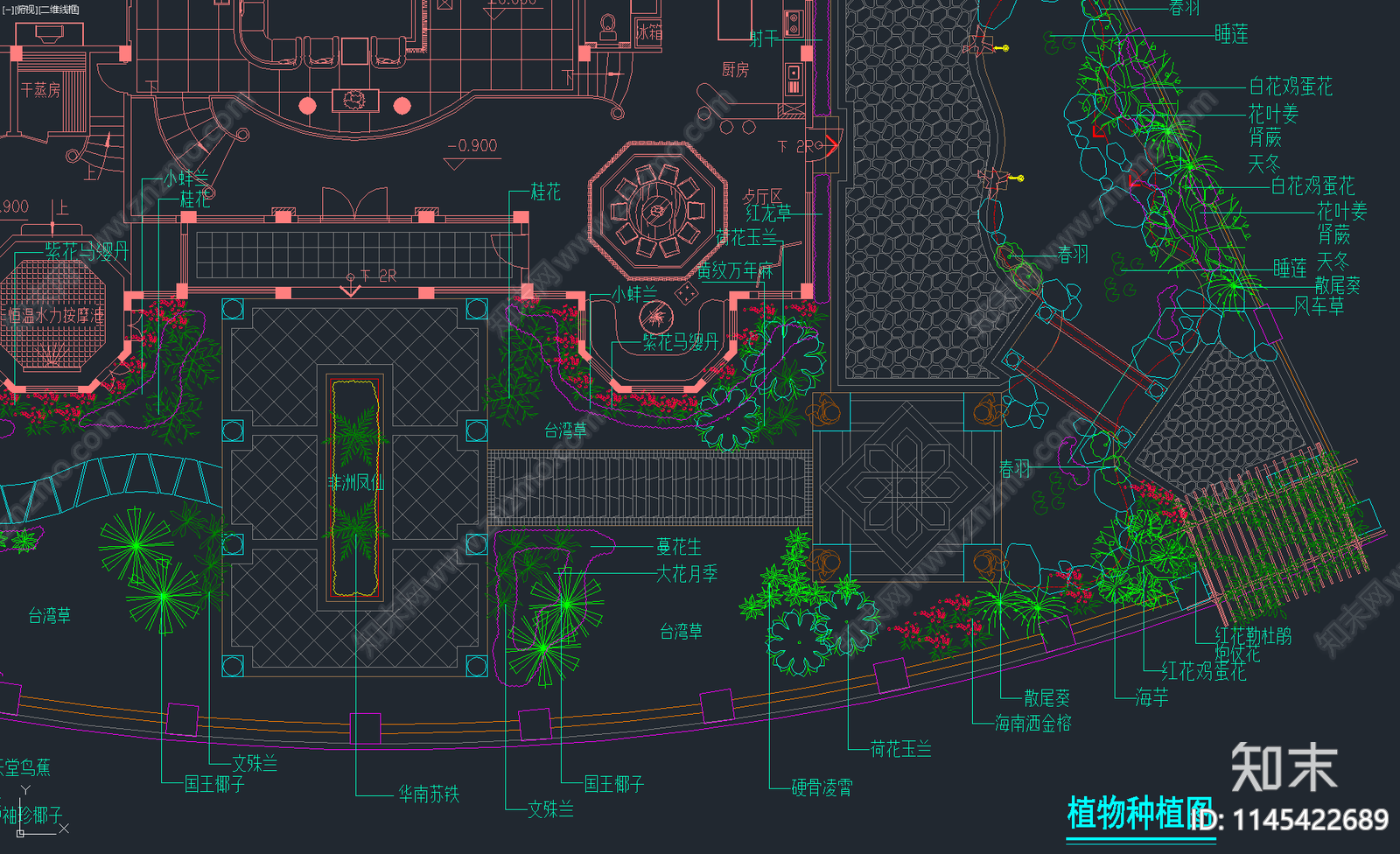 精品别墅庭园植物种植图CAD施工图下载【ID:1145422689】