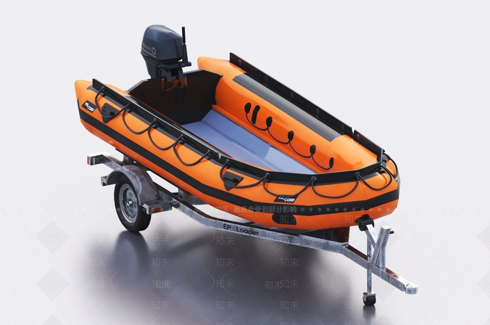 现代救生艇拖车3D模型下载【ID:1145425646】