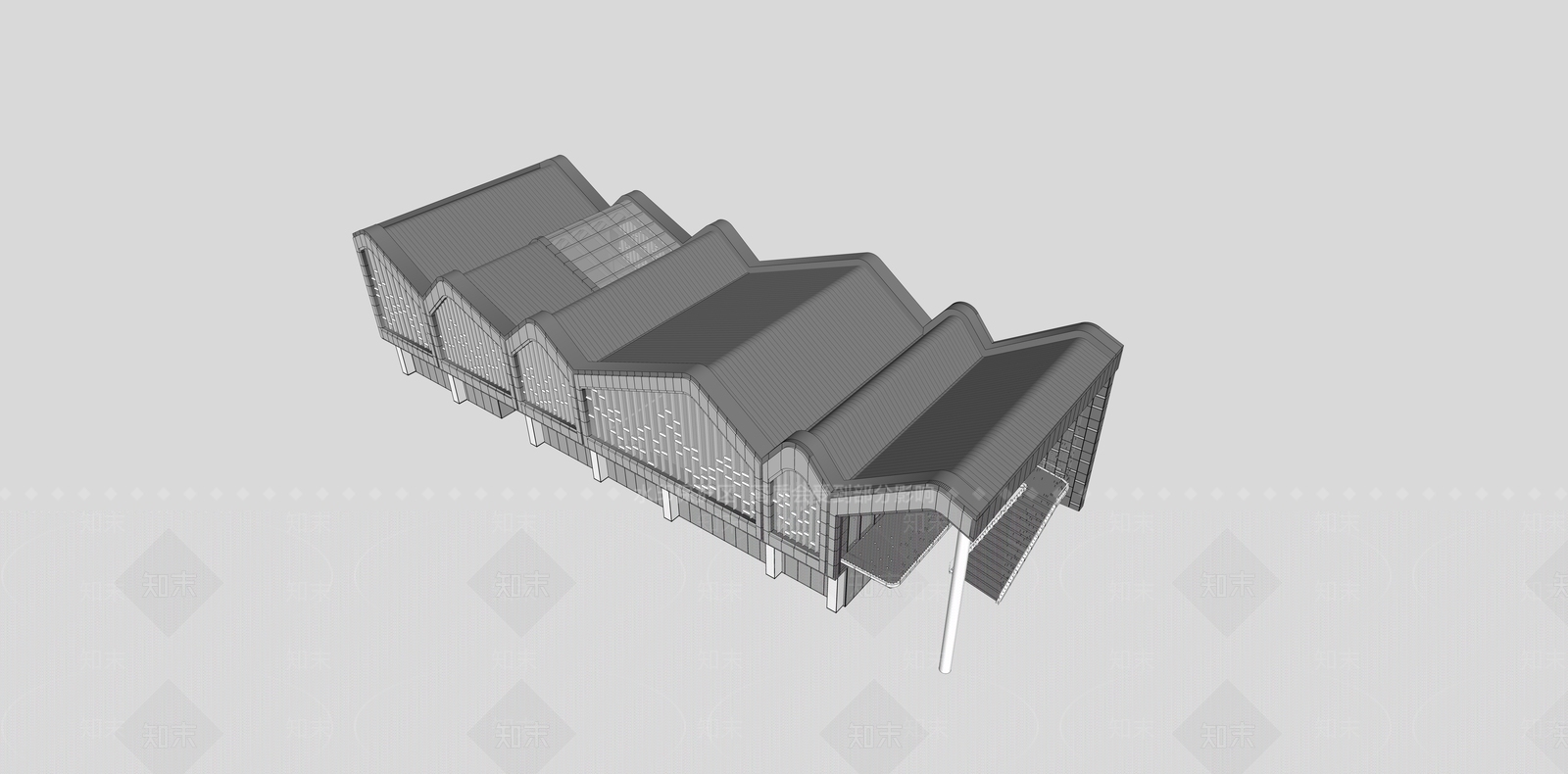现代展览馆建筑SU模型下载【ID:1145426877】