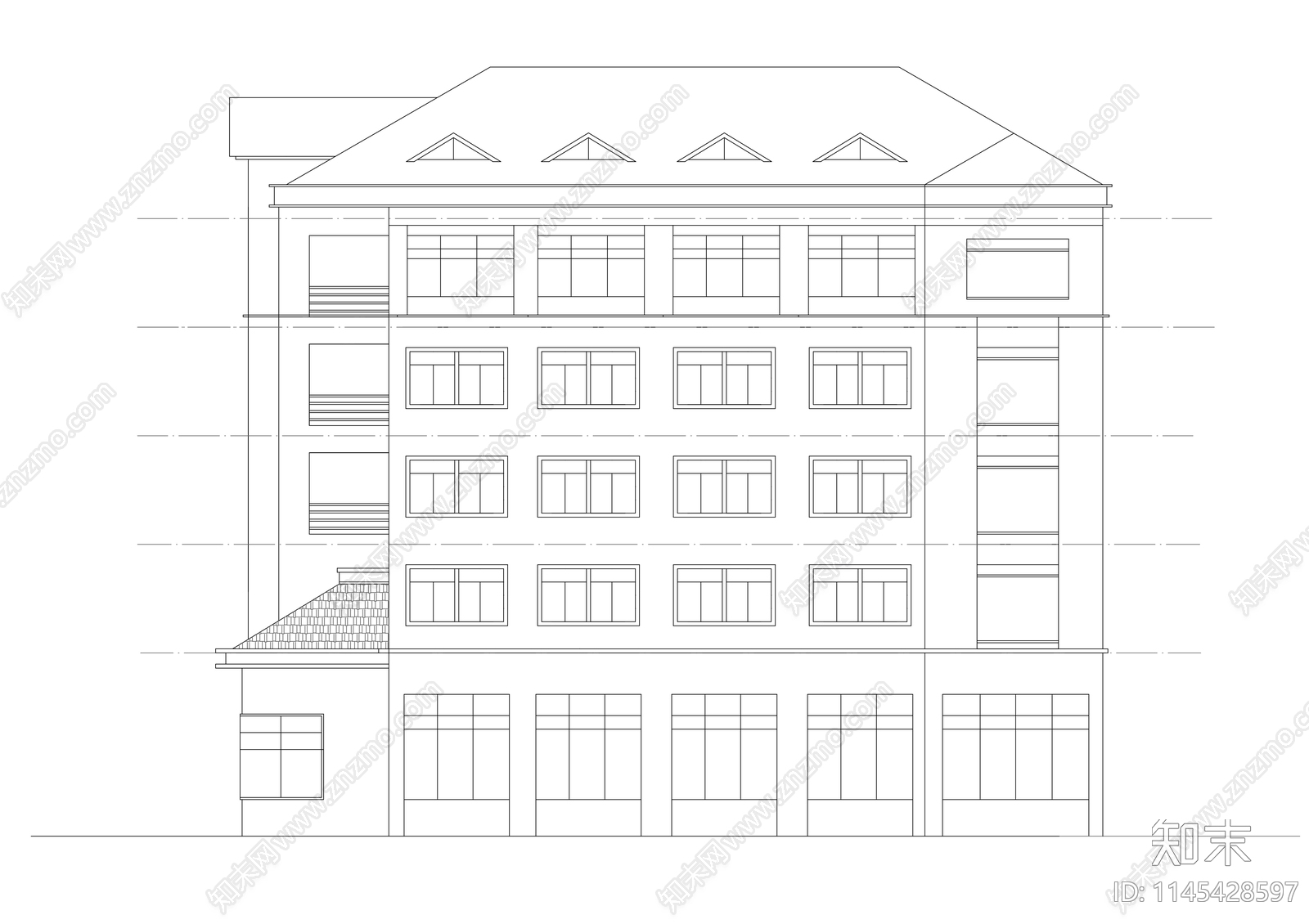 电镀厂综合楼建筑cad施工图下载【ID:1145428597】