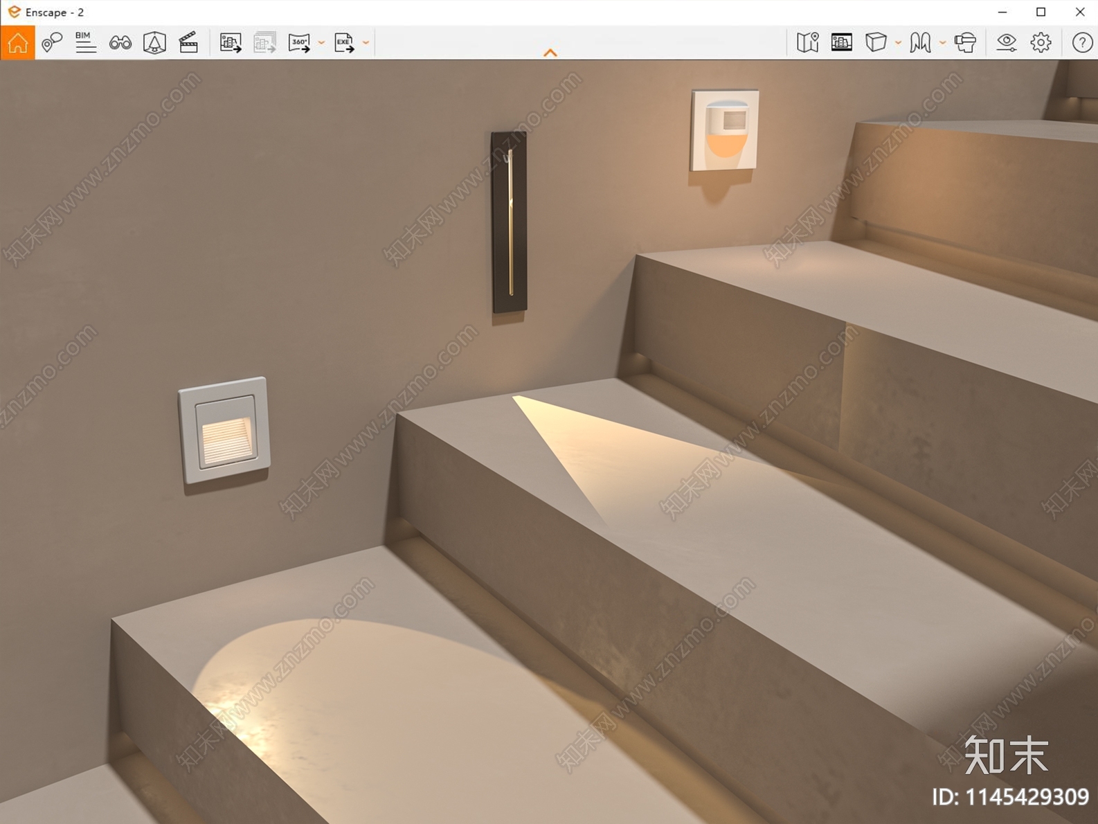 现代楼梯感应灯SU模型下载【ID:1145429309】