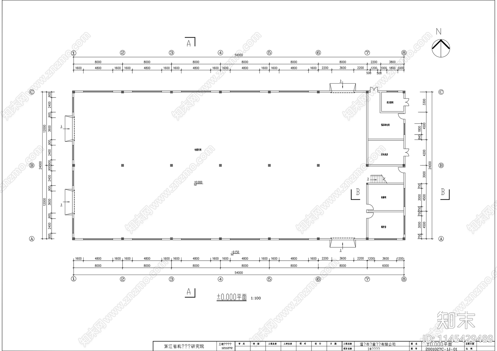 温岭电镀工业园建筑cad施工图下载【ID:1145429489】