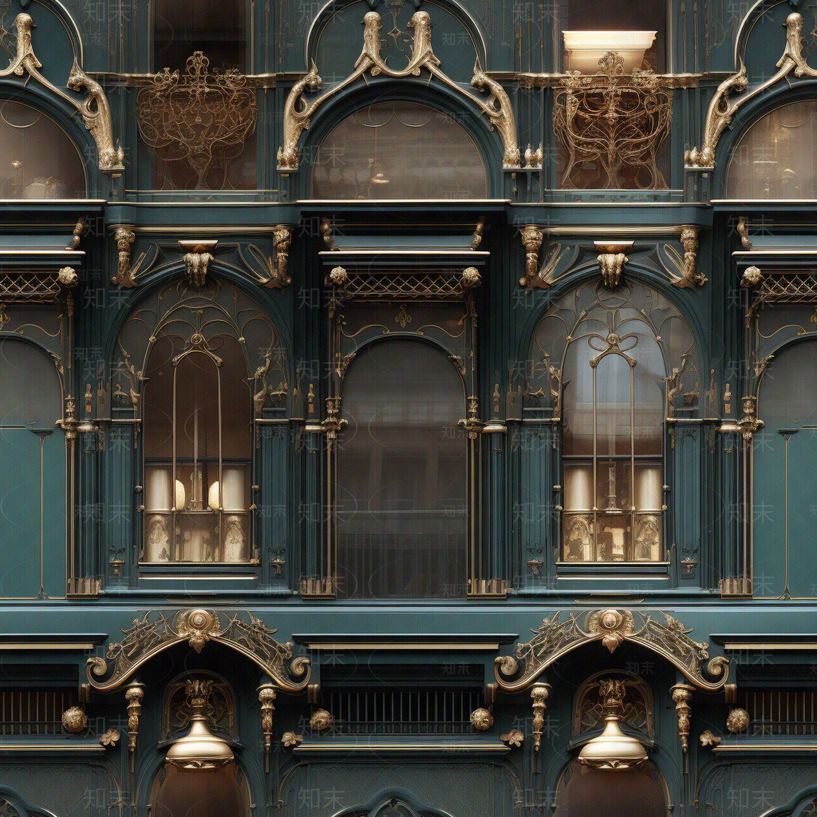 无缝古典欧式建筑立面贴图下载【ID:1145437261】