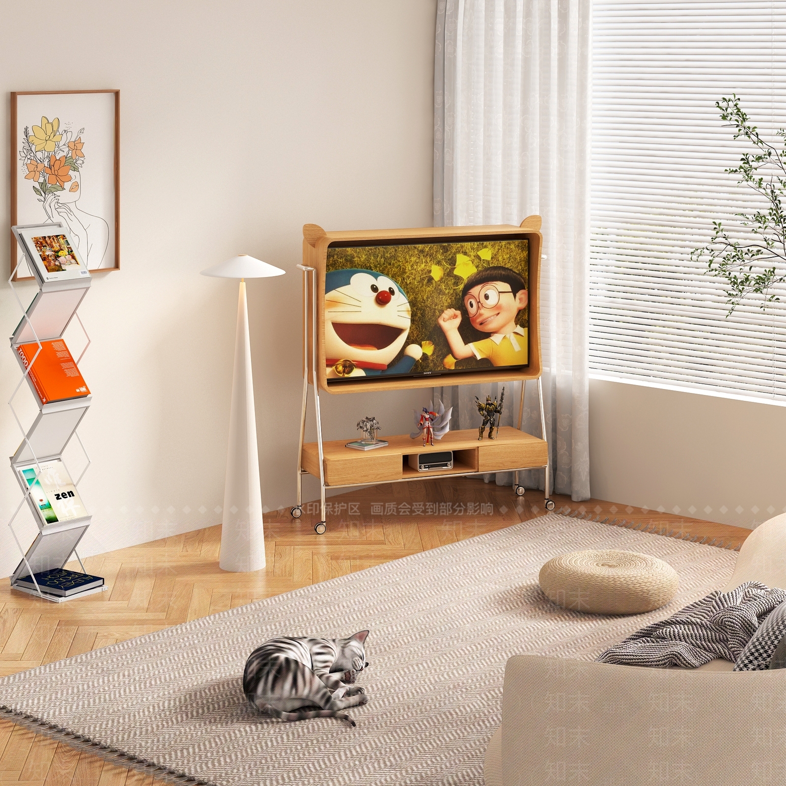 现代可移动电视架子3D模型下载【ID:1145449203】