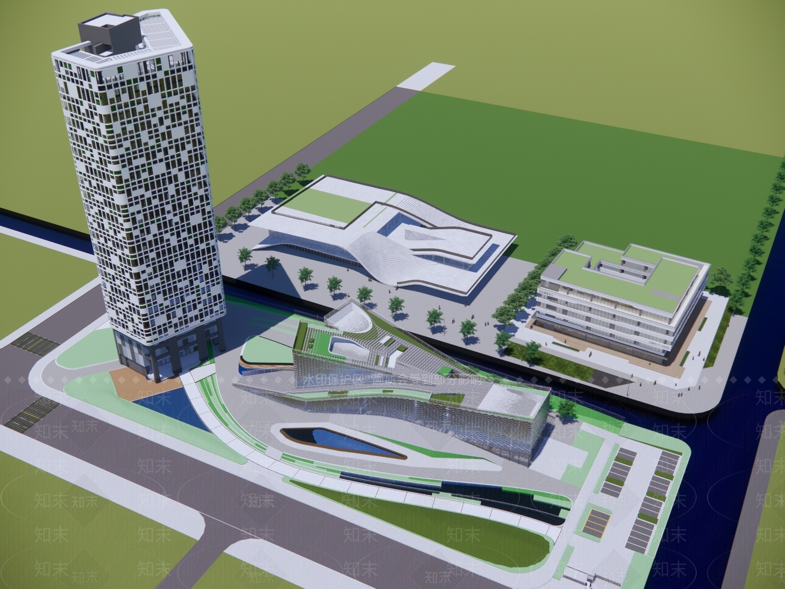 现代文教建筑SU模型下载【ID:1145449507】