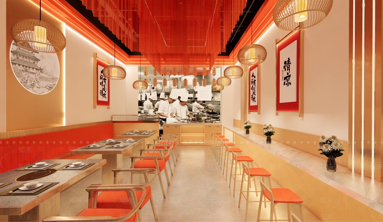 新中式肥肠火锅店SU模型下载【ID:1145450772】