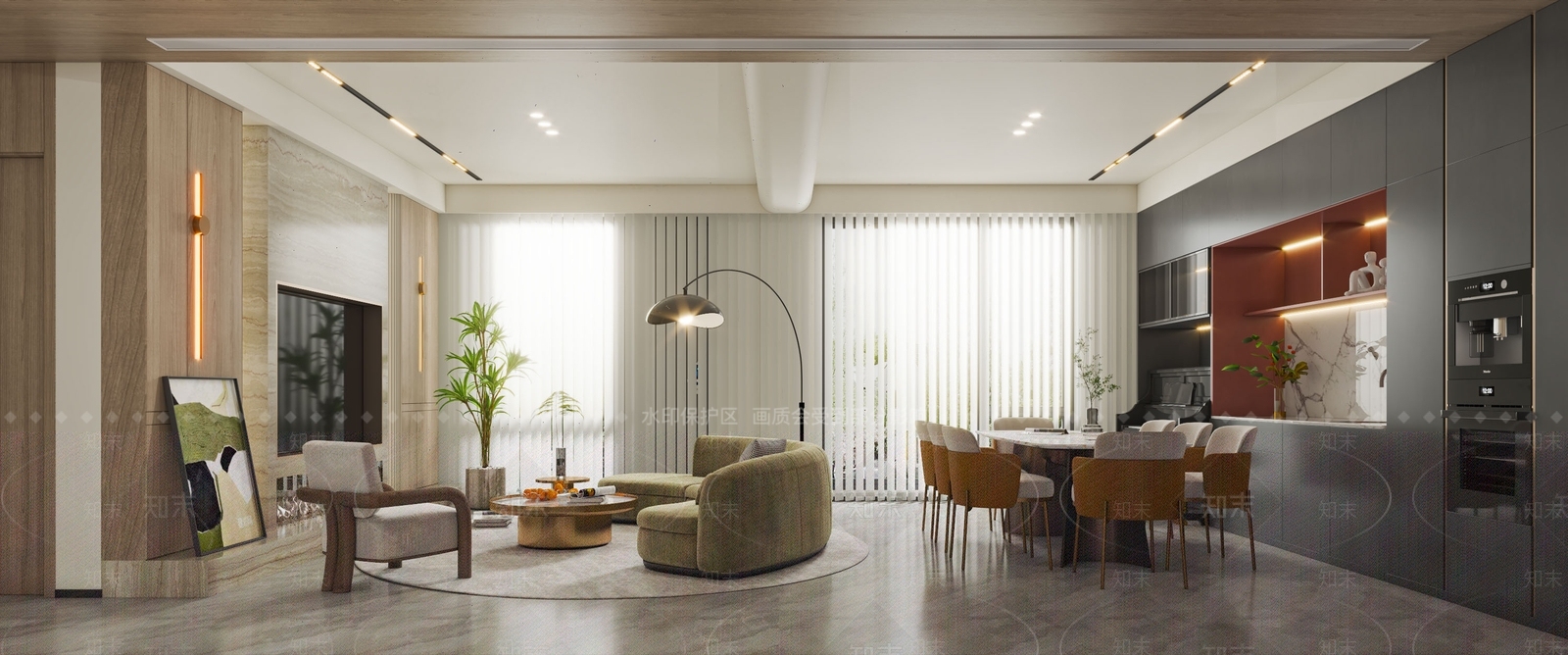 现代客餐厅3D模型下载【ID:1145451772】_知末3d模型网