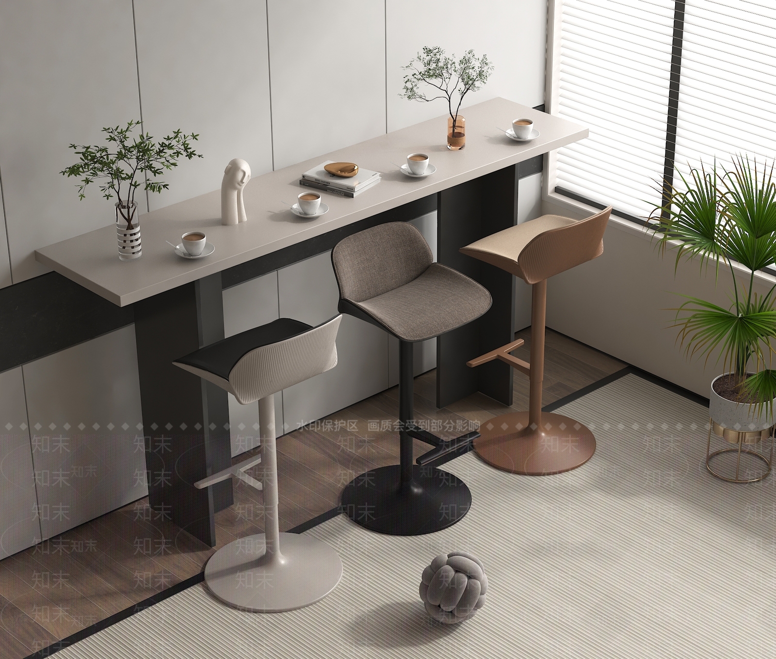 现代吧椅组合3D模型下载【ID:1145454925】_知末3d模型网