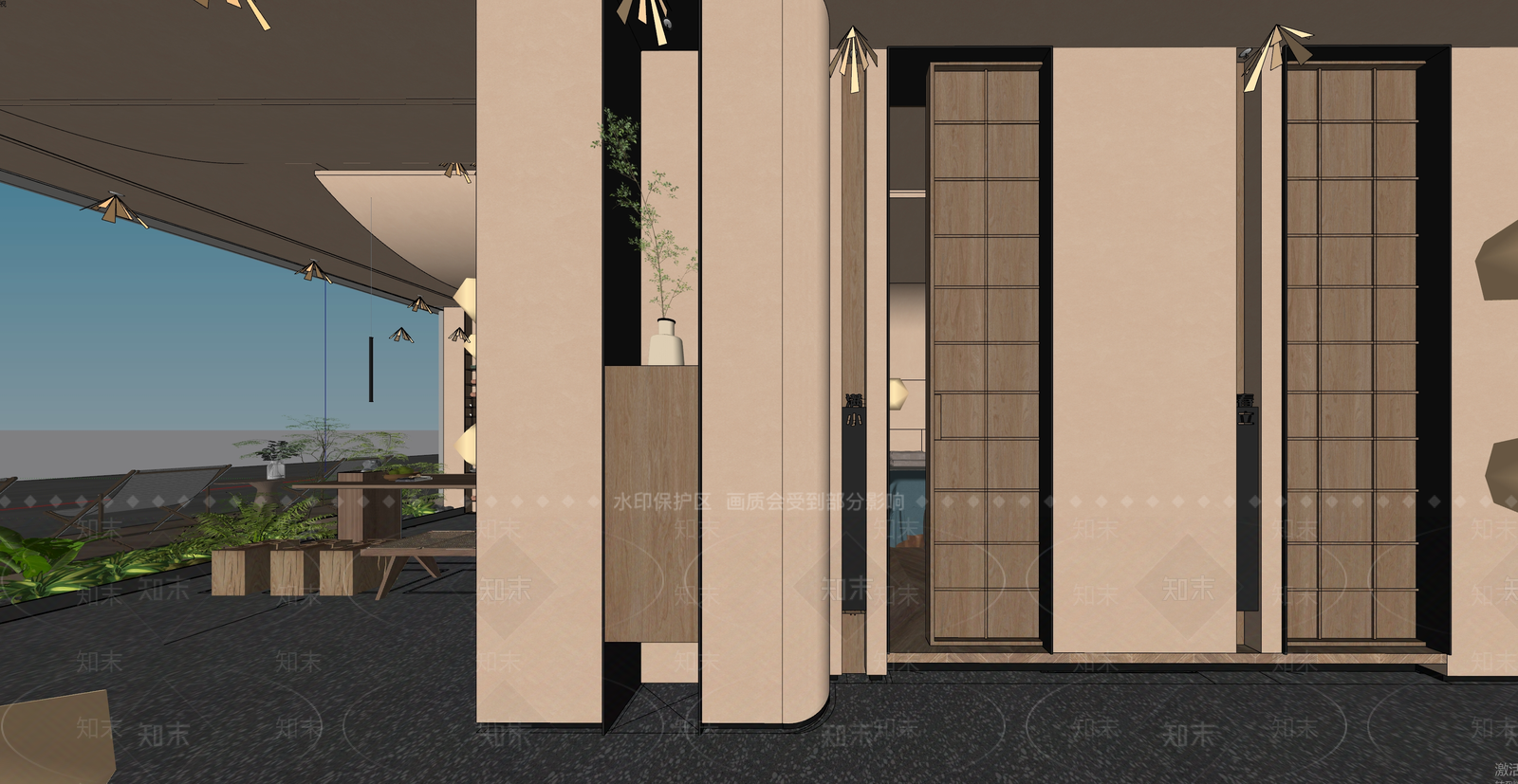 侘寂SPA会所SU模型下载【ID:1145619376】