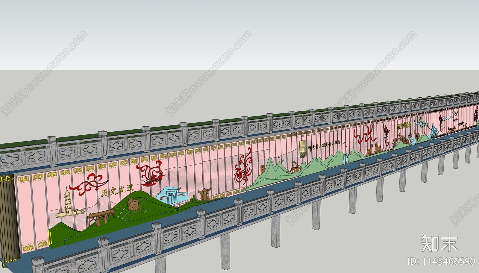 现代护坡挡墙景观SU模型下载【ID:1145466590】