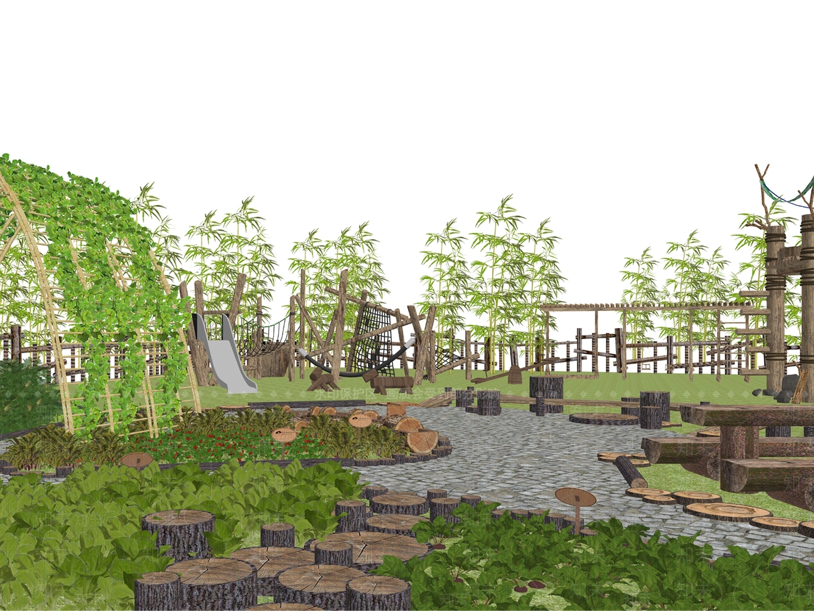 现代乡村庭院SU模型下载【ID:1145467578】