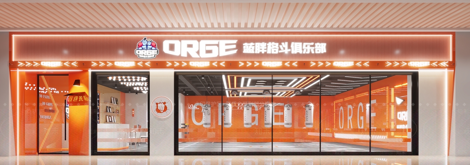 现代拳击馆健身房门头门面3D模型下载【ID:1145471118】