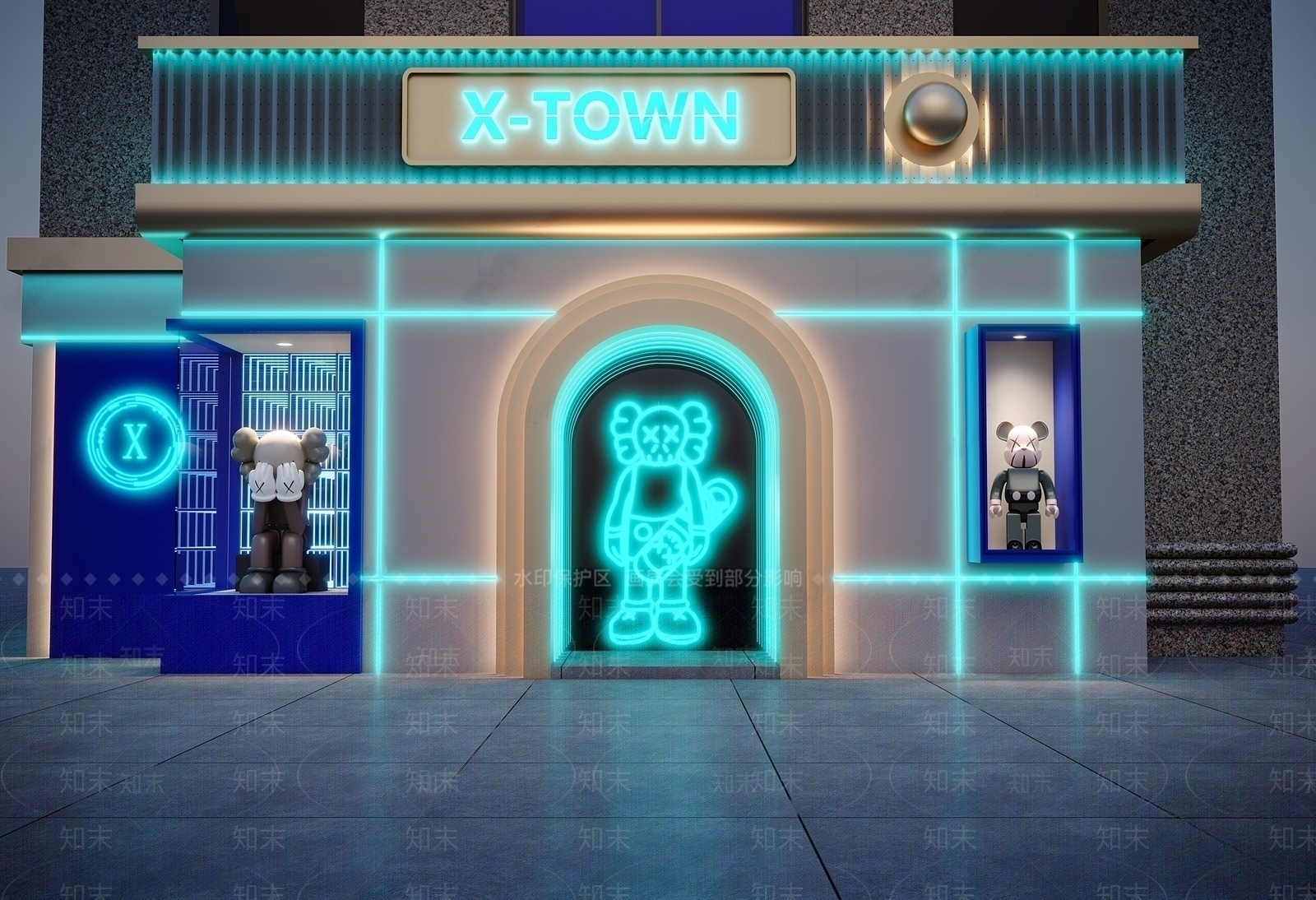 现代酒吧门头SU模型下载【ID:1145628372】