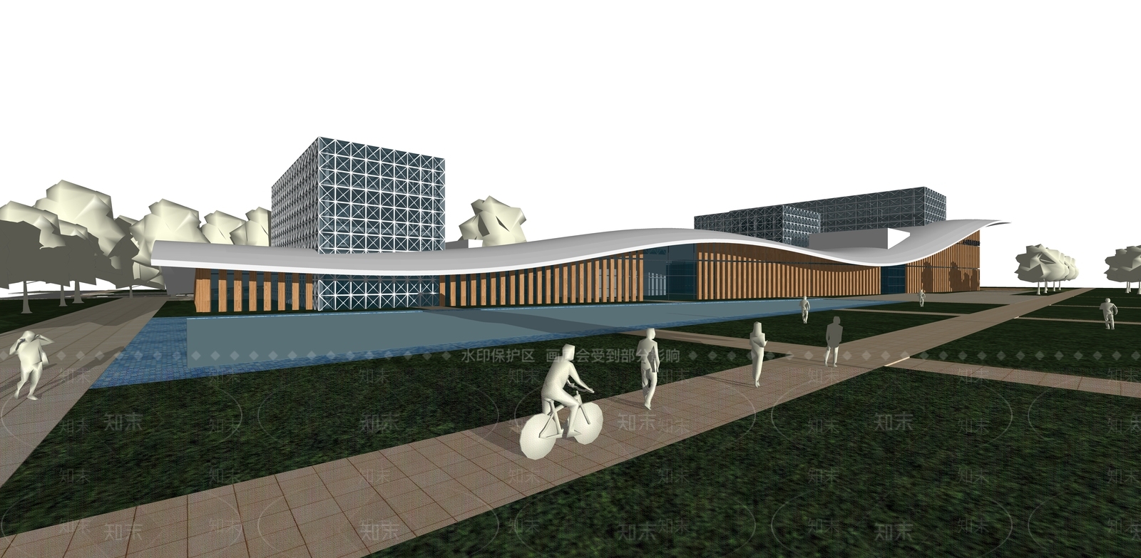 现代展览馆建筑SU模型下载【ID:1145482495】