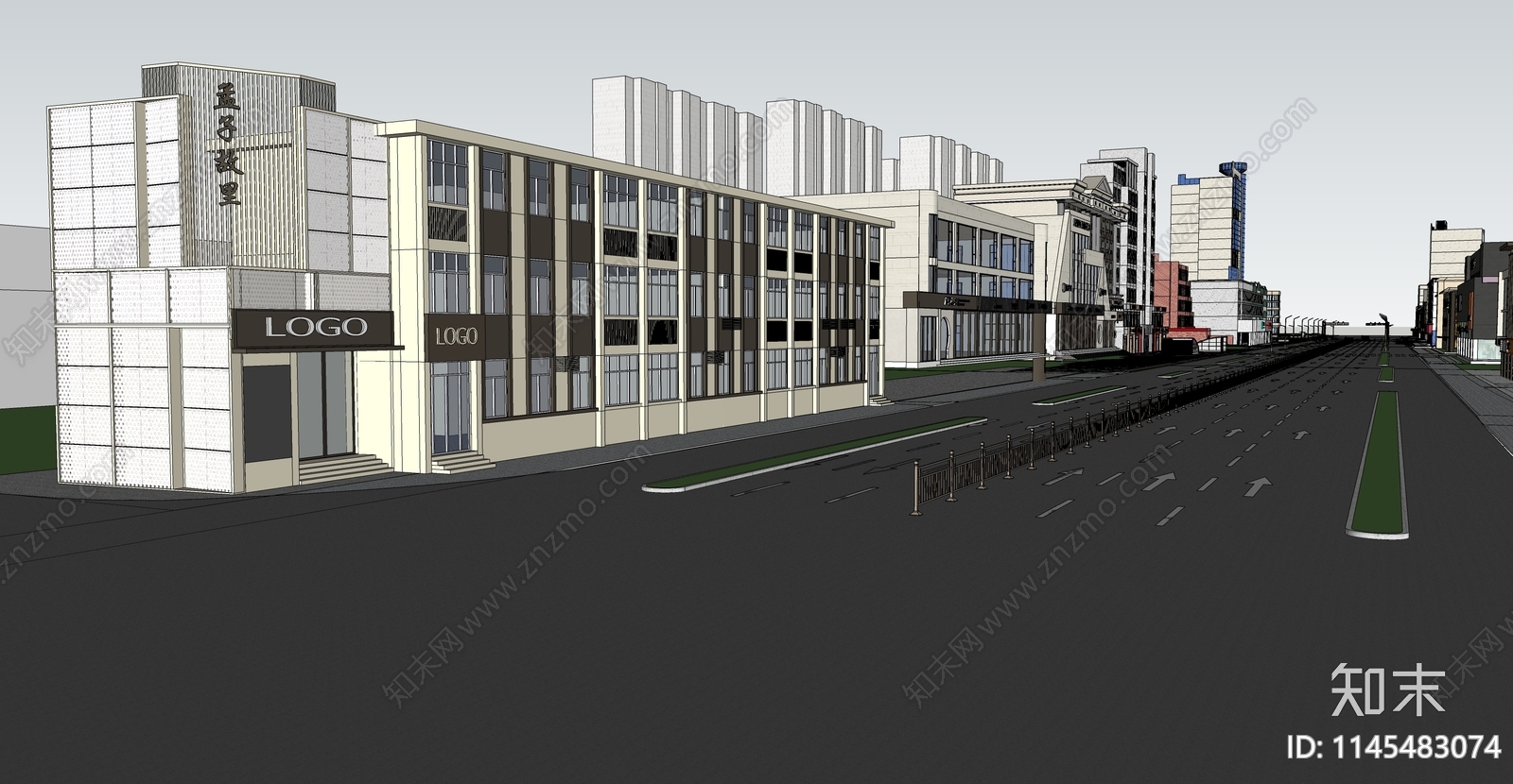 现代商业街SU模型下载【ID:1145483074】