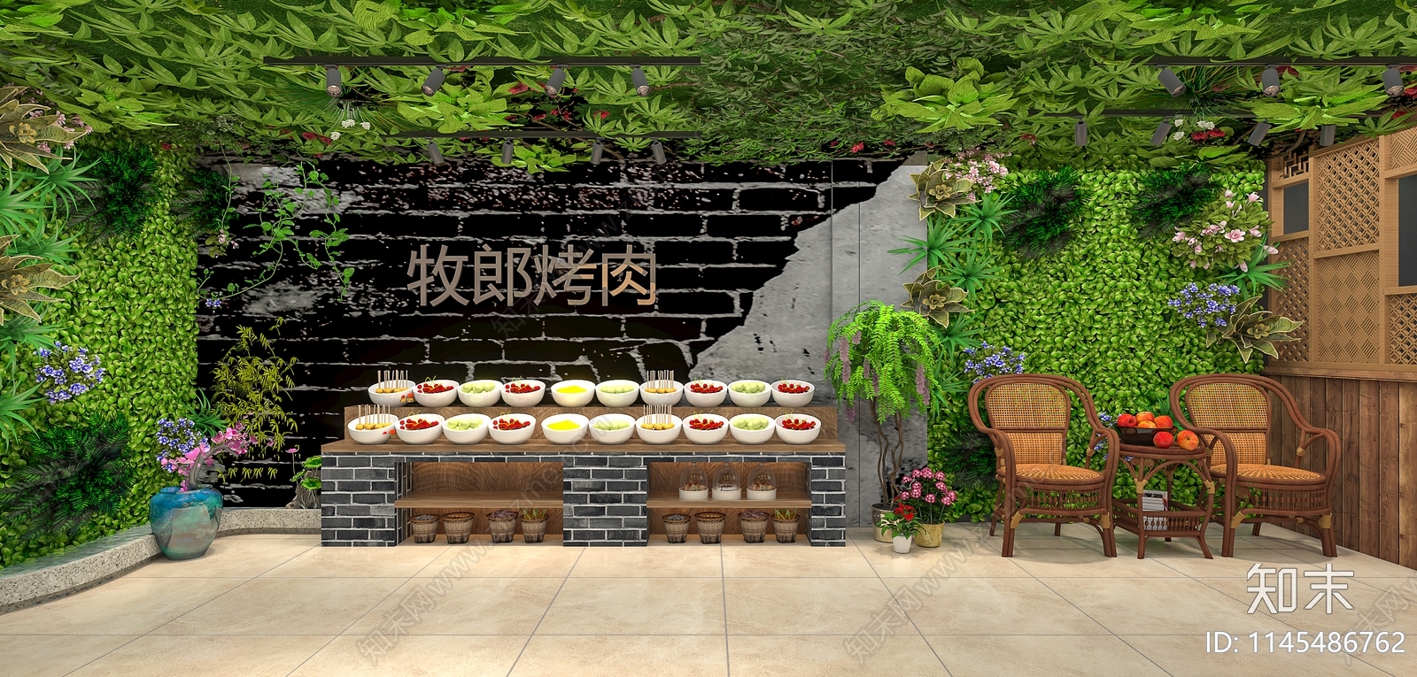 新中式烧烤店3D模型下载【ID:1145486762】