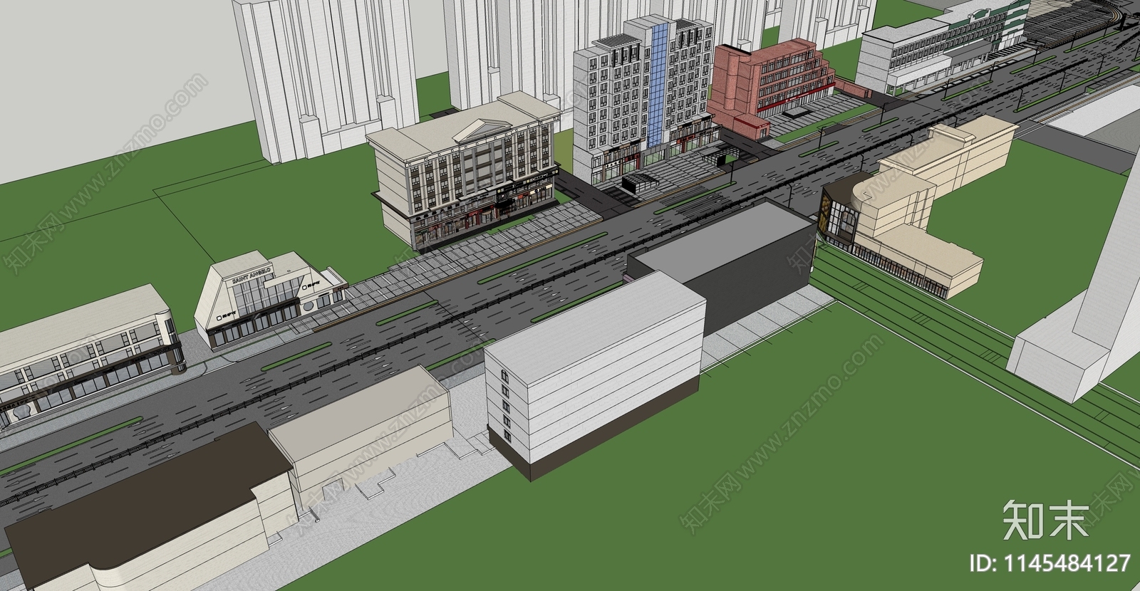 现代商业街SU模型下载【ID:1145484127】