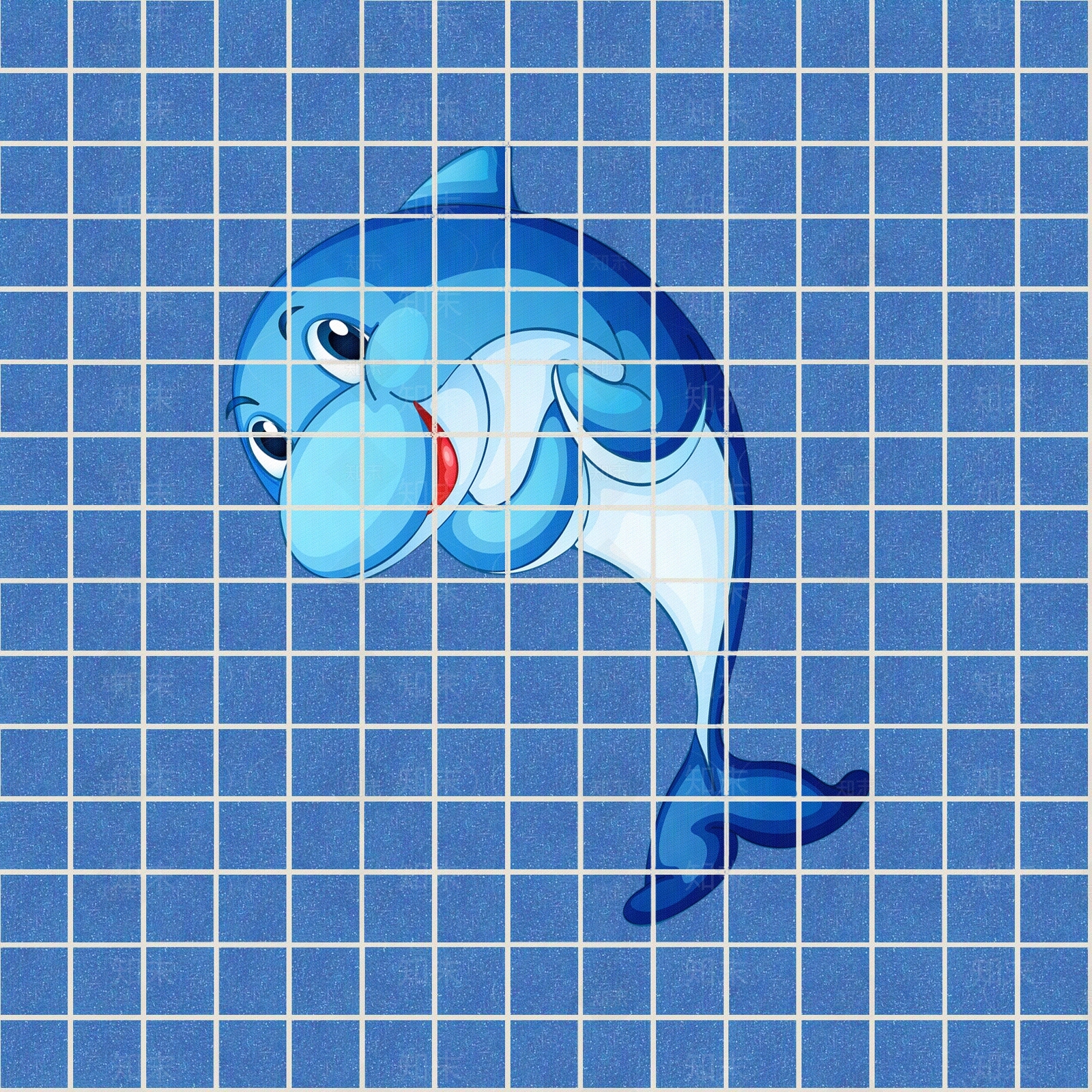 蓝色瓷砖卡通泳池马赛克贴图贴图下载【ID:1145486014】