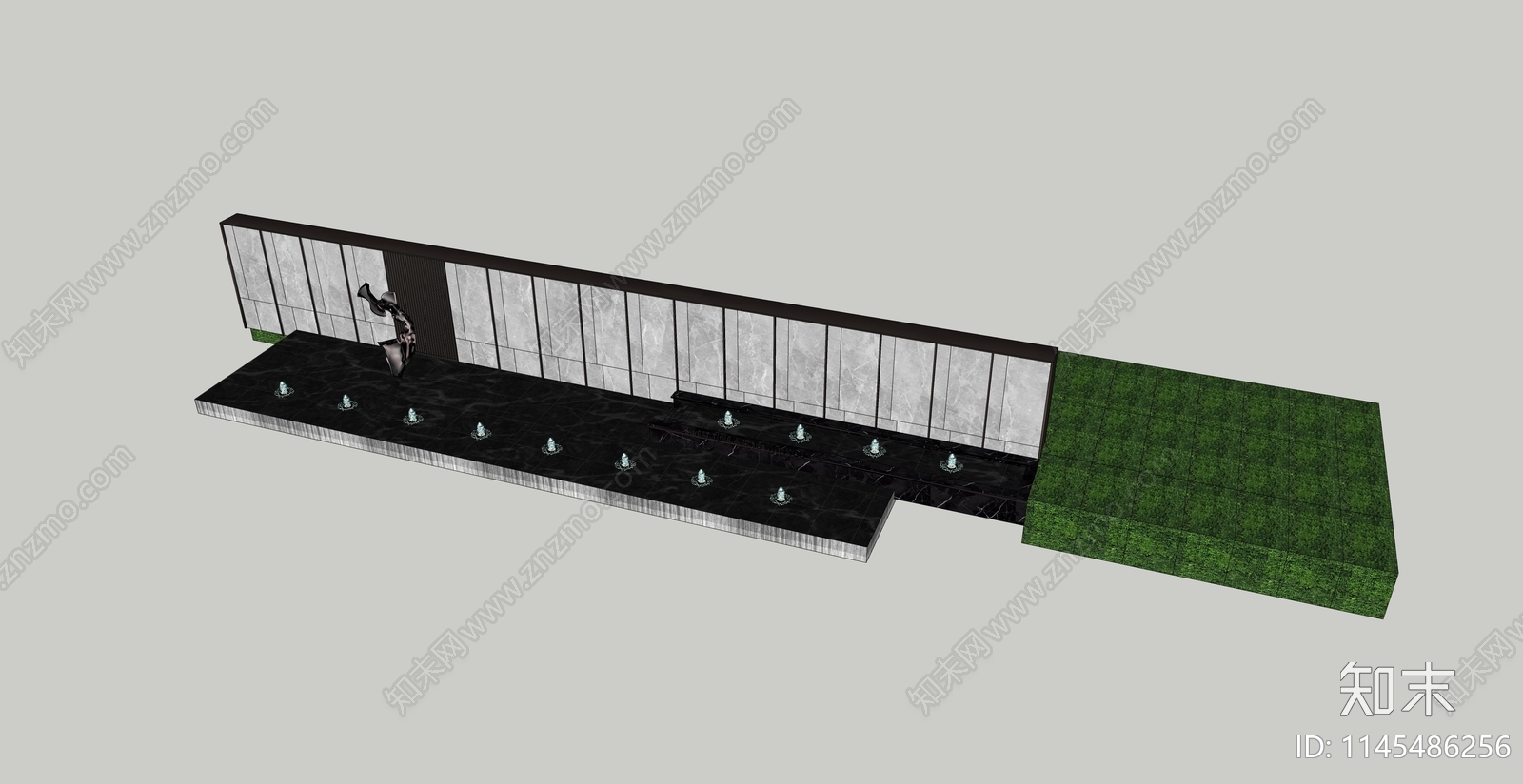 现代风格景墙围墙SU模型下载【ID:1145486256】