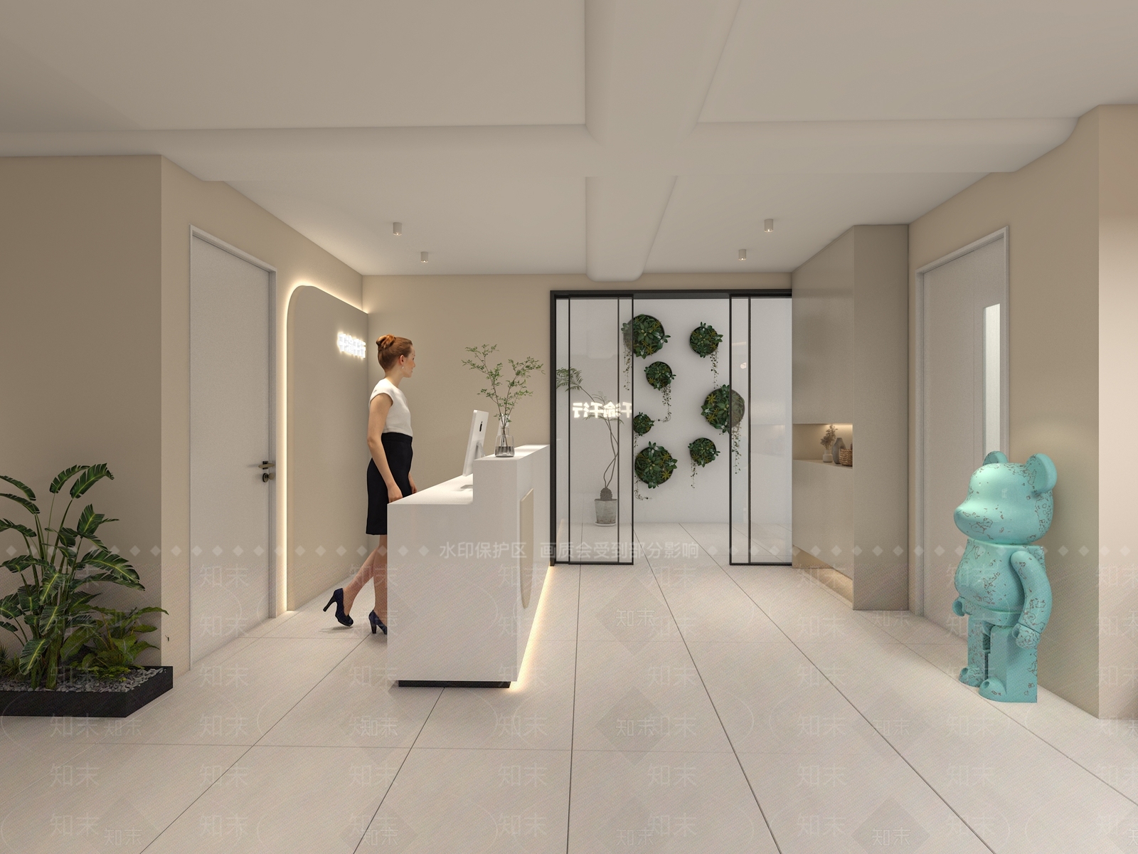 现代奶油风洗浴中心3D模型下载【ID:1145492977】