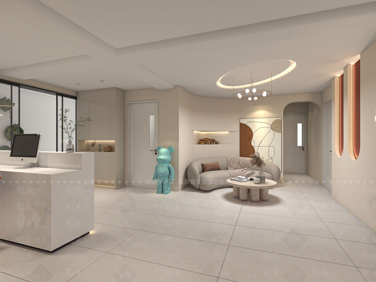 现代奶油风洗浴中心3D模型下载【ID:1145492977】