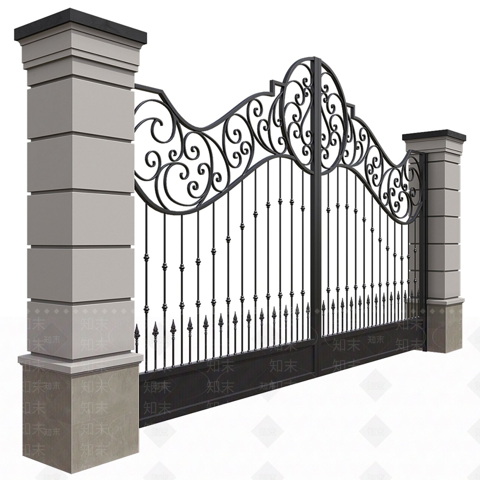 欧式入口铁艺大门SU模型下载【ID:1145492797】