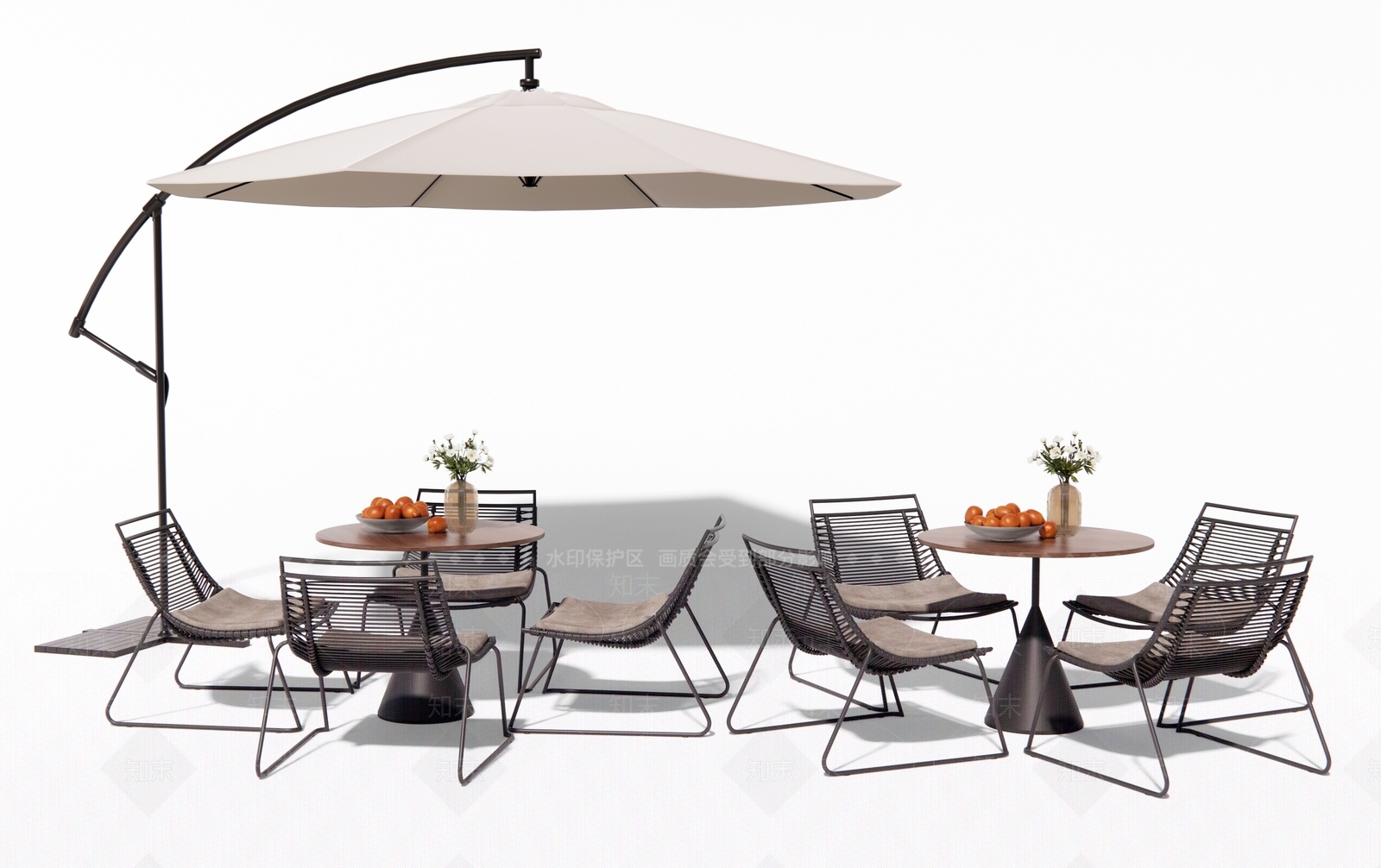 现代铁艺户外桌椅3D模型下载【ID:1145495831】