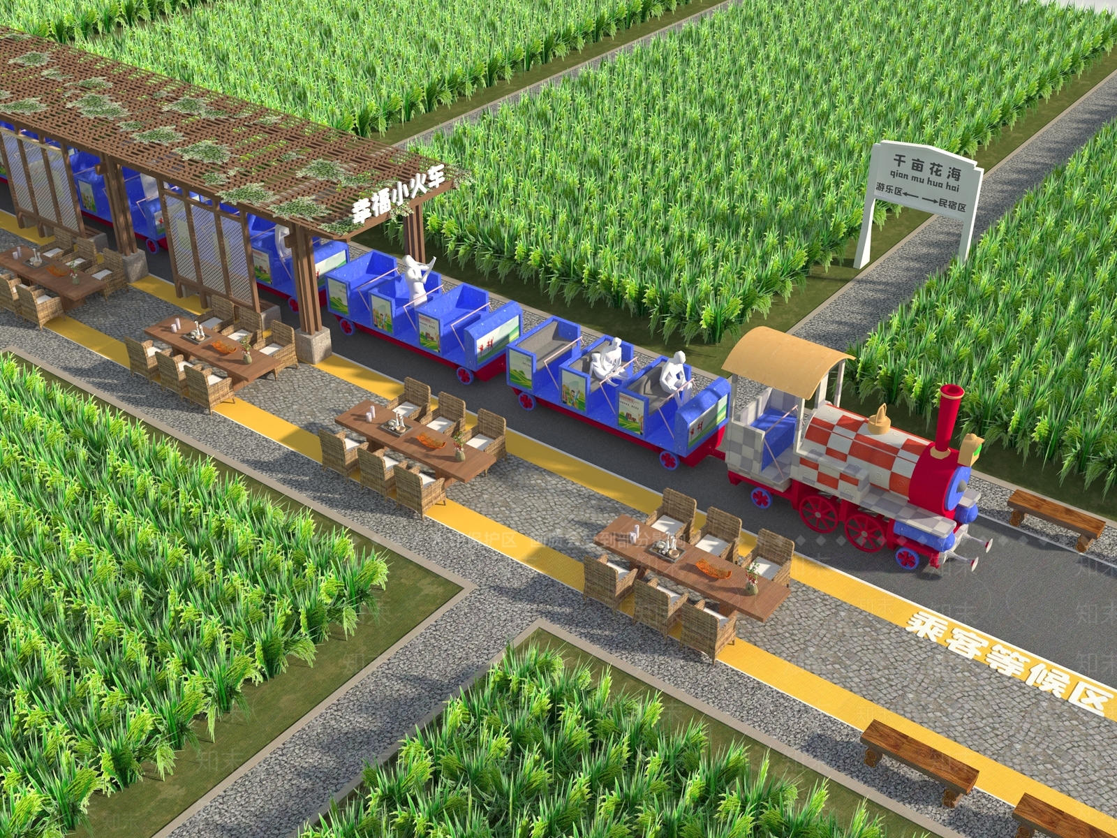 现代稻田网红小火车3D模型下载【ID:1145497360】