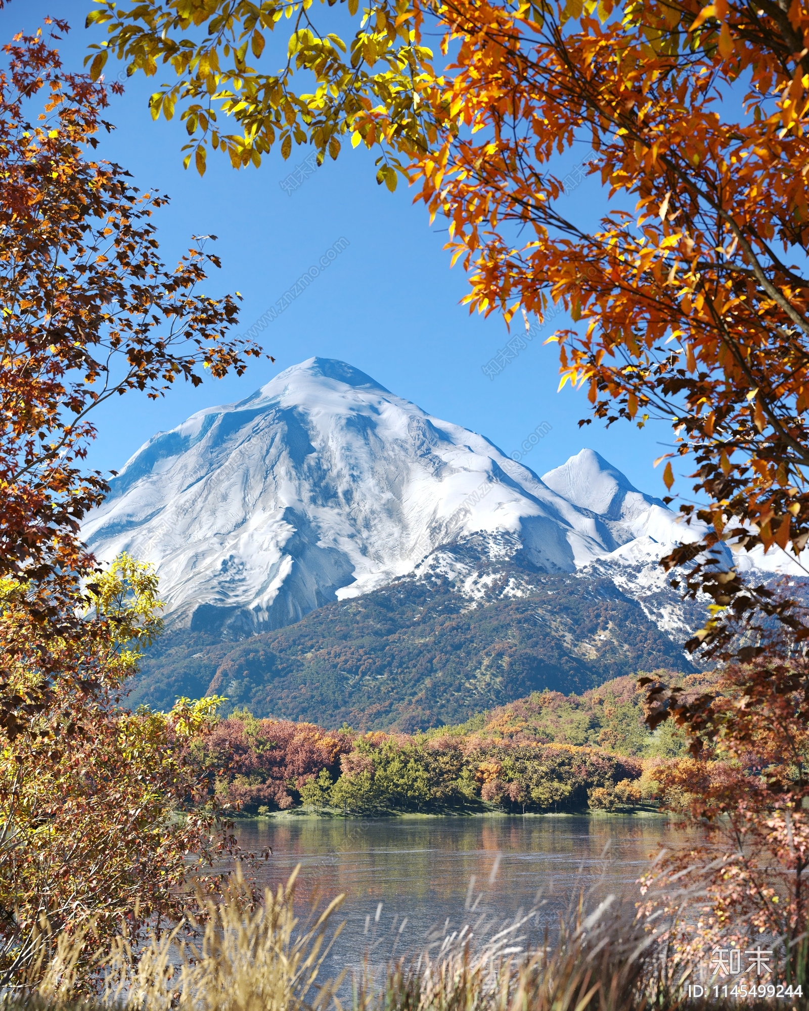 现代雪山湖泊场景3D模型下载【ID:1145499244】