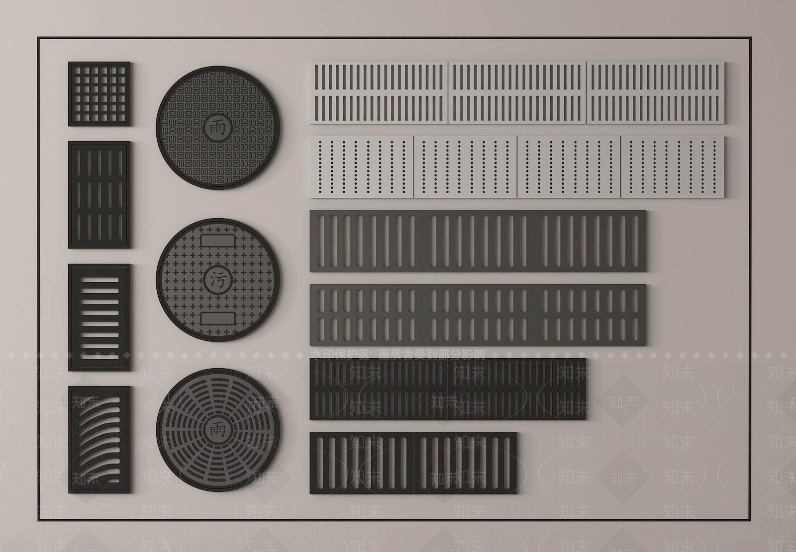 现代井盖3D模型下载【ID:1145499235】