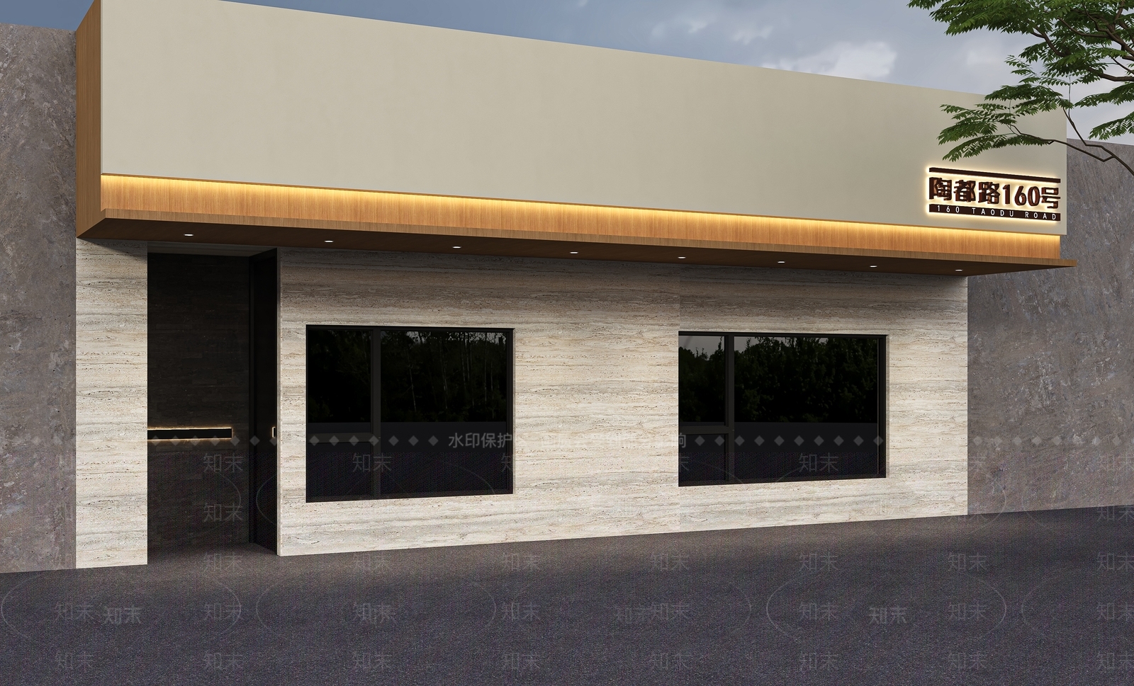 现代私人会所门头门面3D模型下载【ID:1145500692】