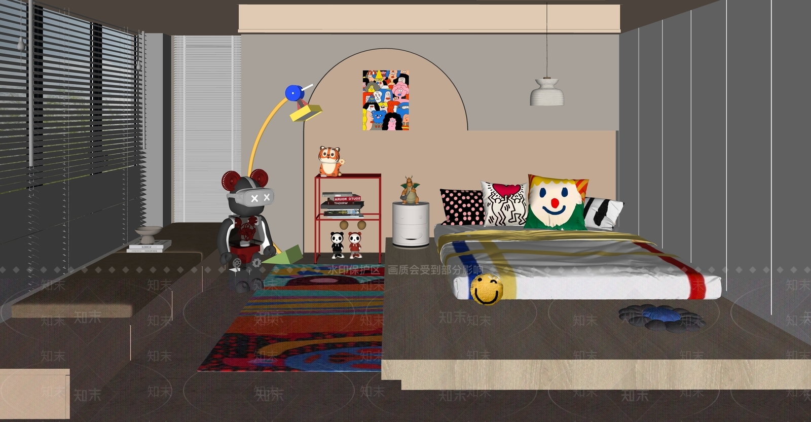 现代孟菲斯儿童房SU模型下载【ID:1145501579】