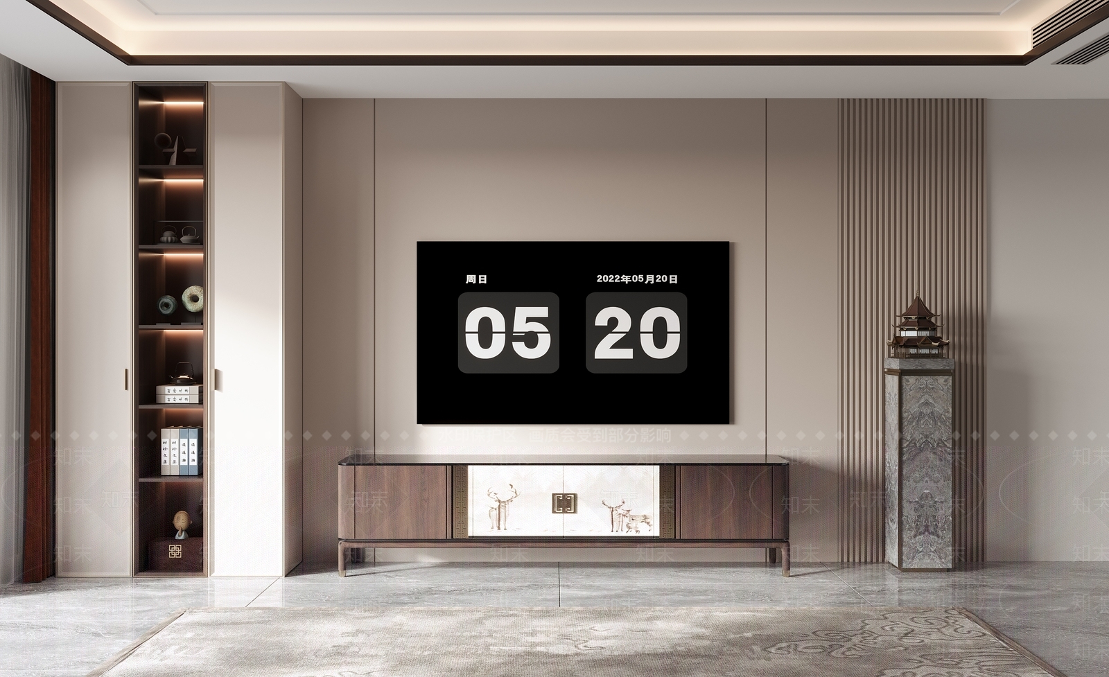 新中式电视柜3D模型下载【ID:1145501748】