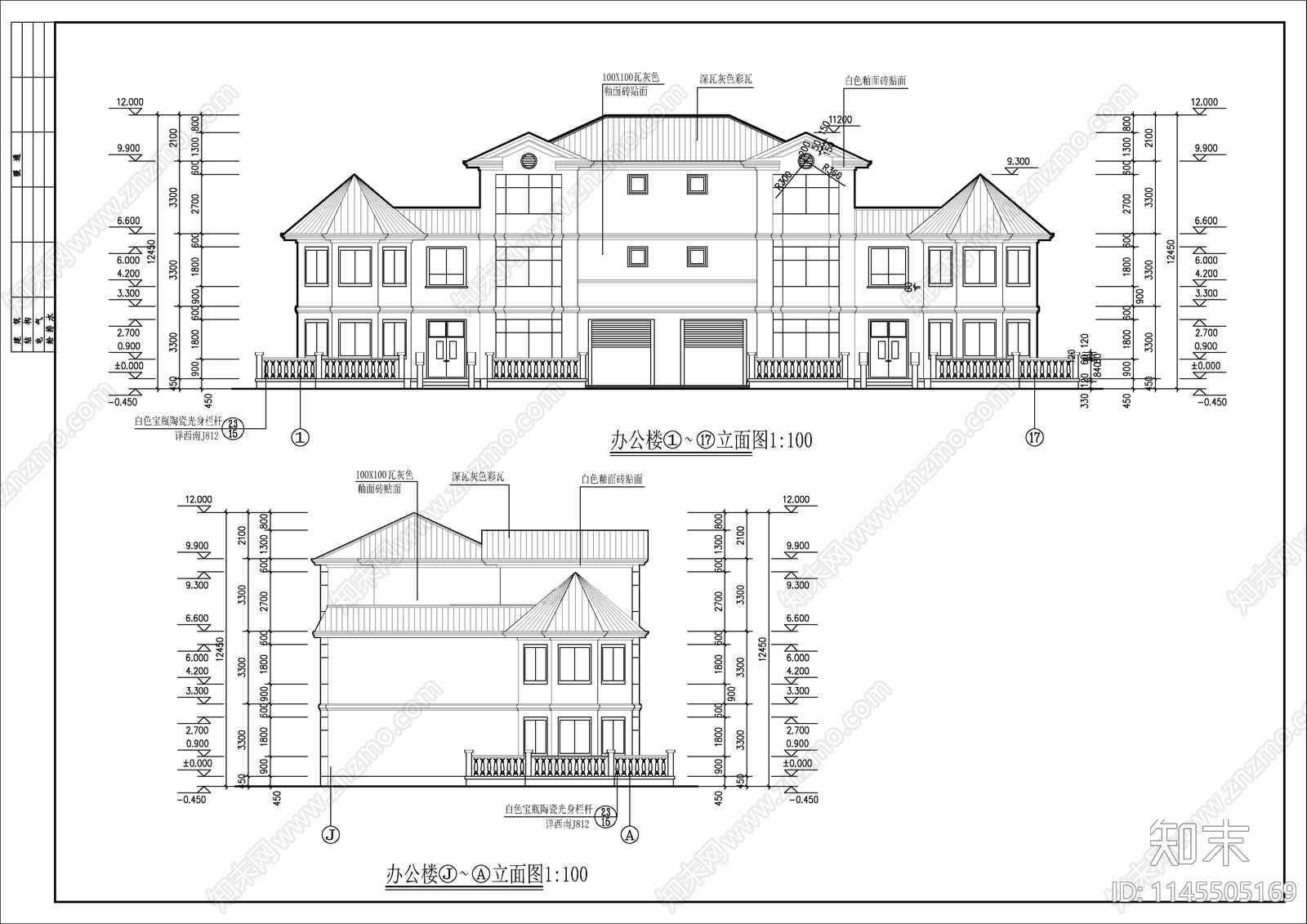 办公室会所建筑图cad施工图下载【ID:1145505169】