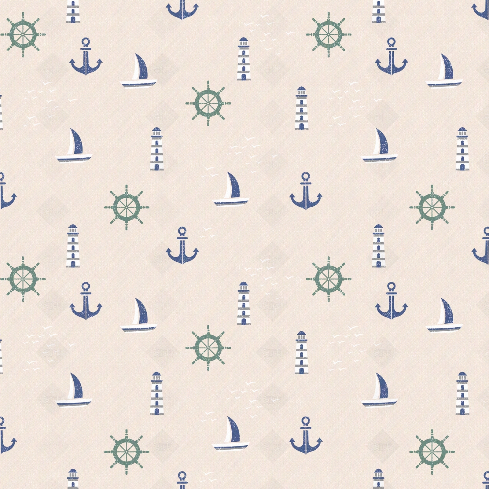 儿童卡通帆船海洋主题壁纸壁画贴图下载【ID:1145509784】