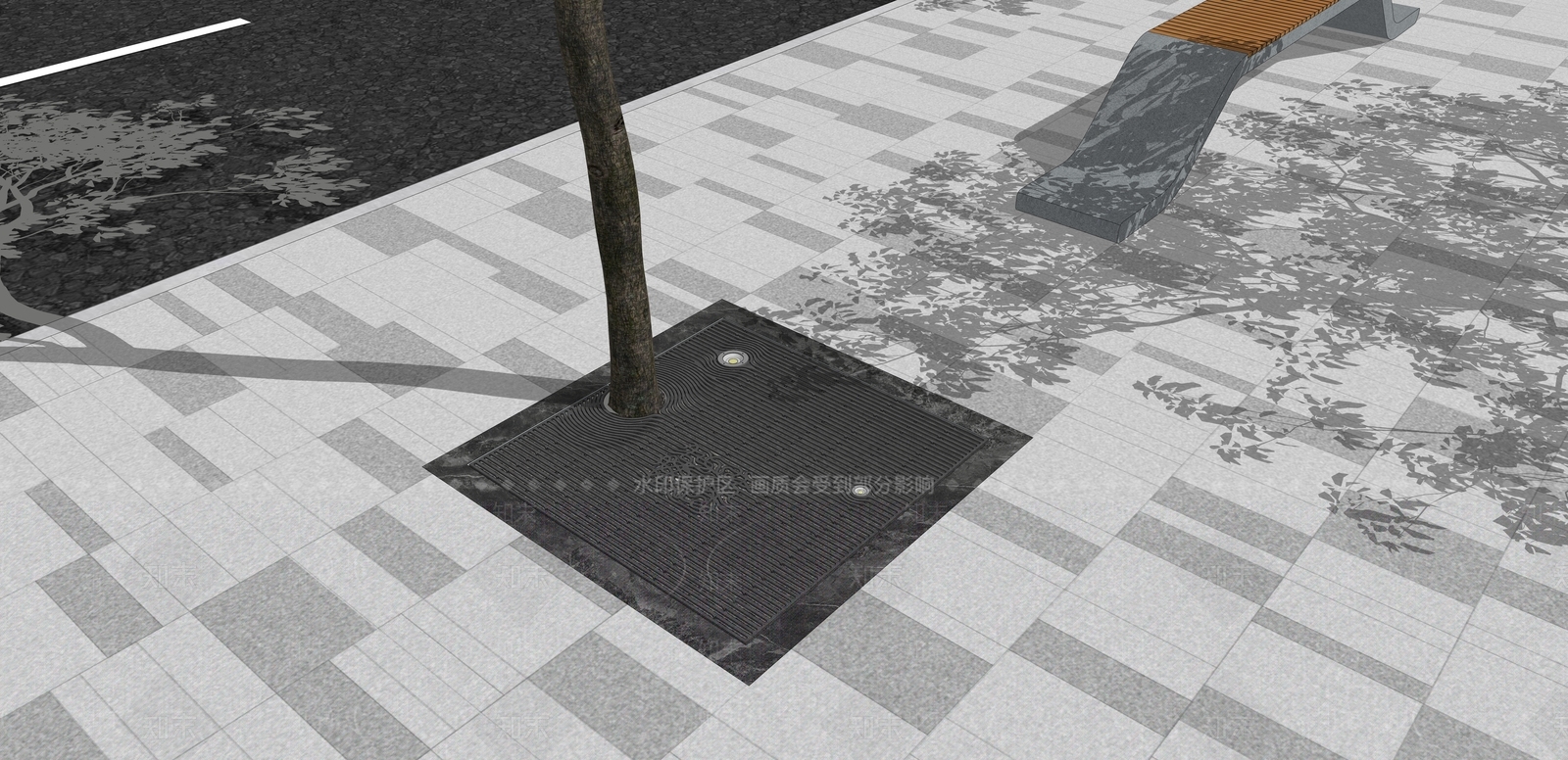 现代景观树篦子SU模型下载【ID:1145513179】