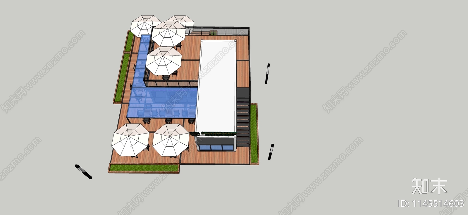 现代集装箱餐饮建筑SU模型下载【ID:1145514603】