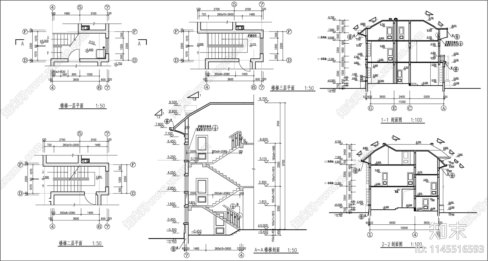 小型欧式别墅建筑图cad施工图下载【ID:1145516593】