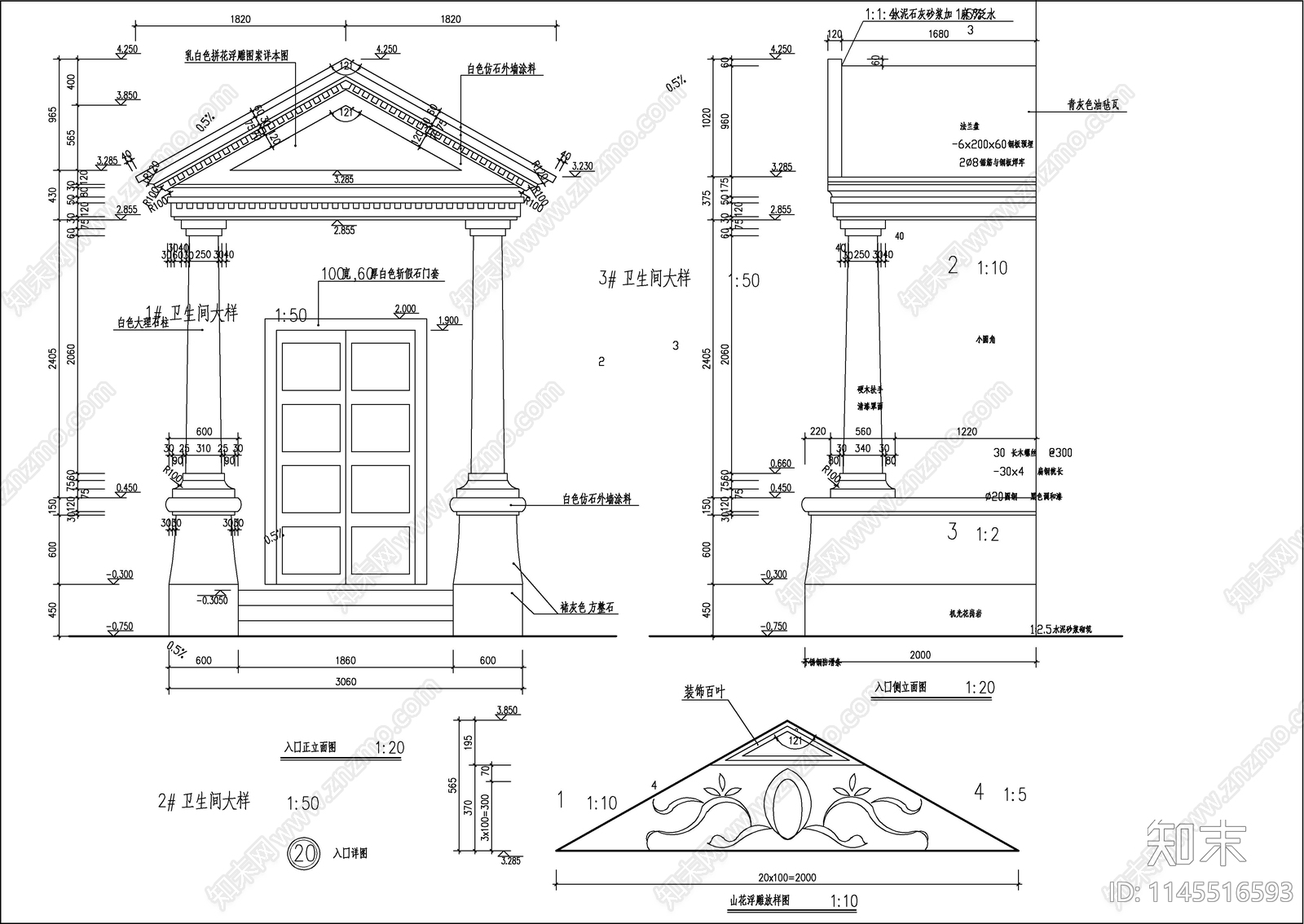 小型欧式别墅建筑图cad施工图下载【ID:1145516593】