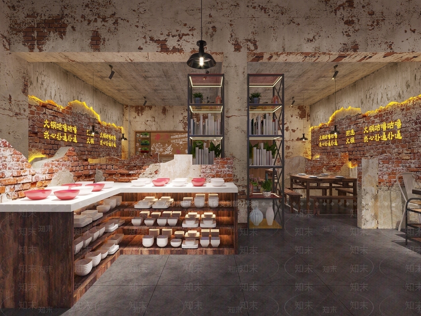 工业风叙利亚火锅店SU模型下载【ID:1145516934】