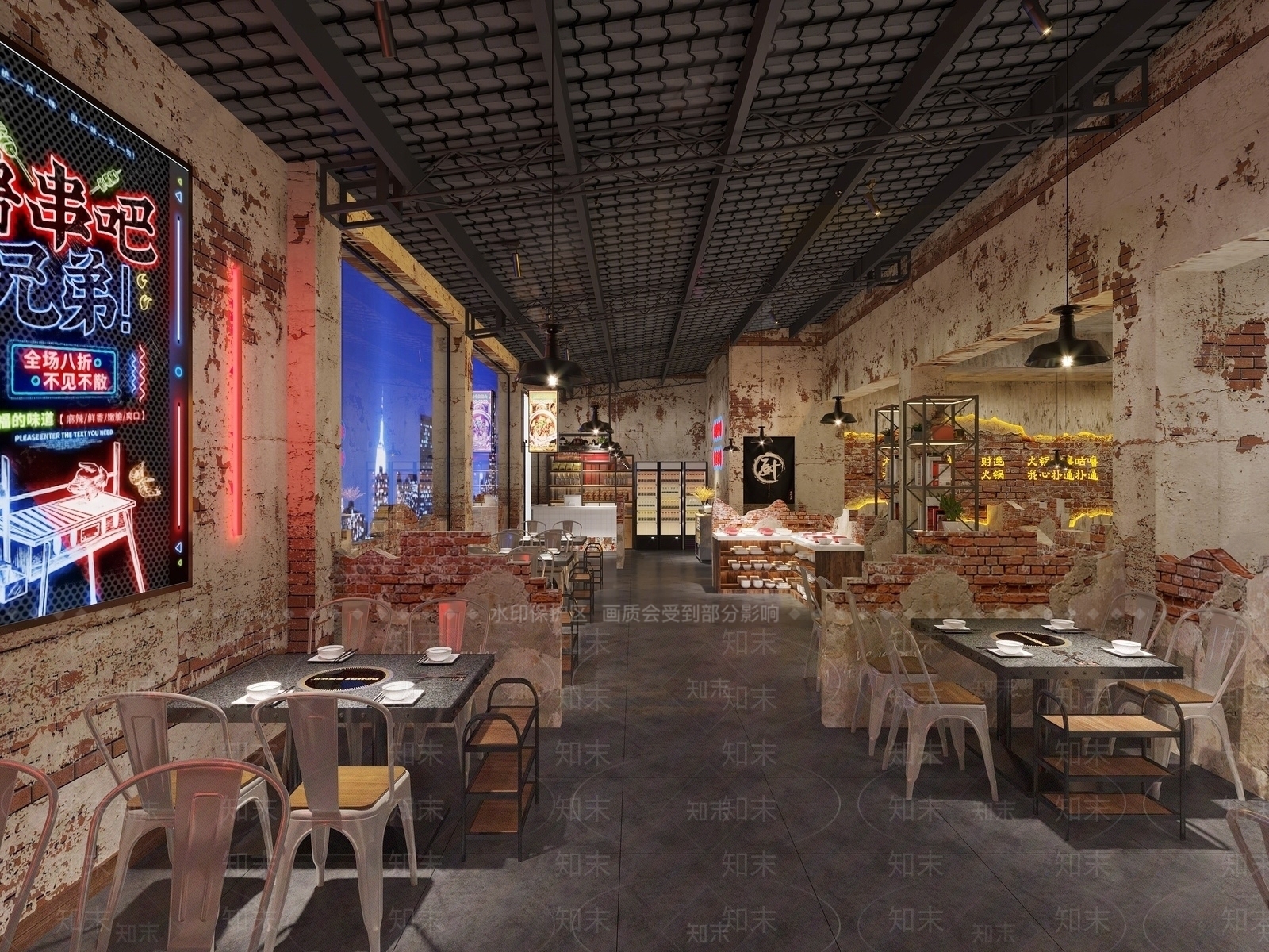 工业风叙利亚火锅店SU模型下载【ID:1145516934】