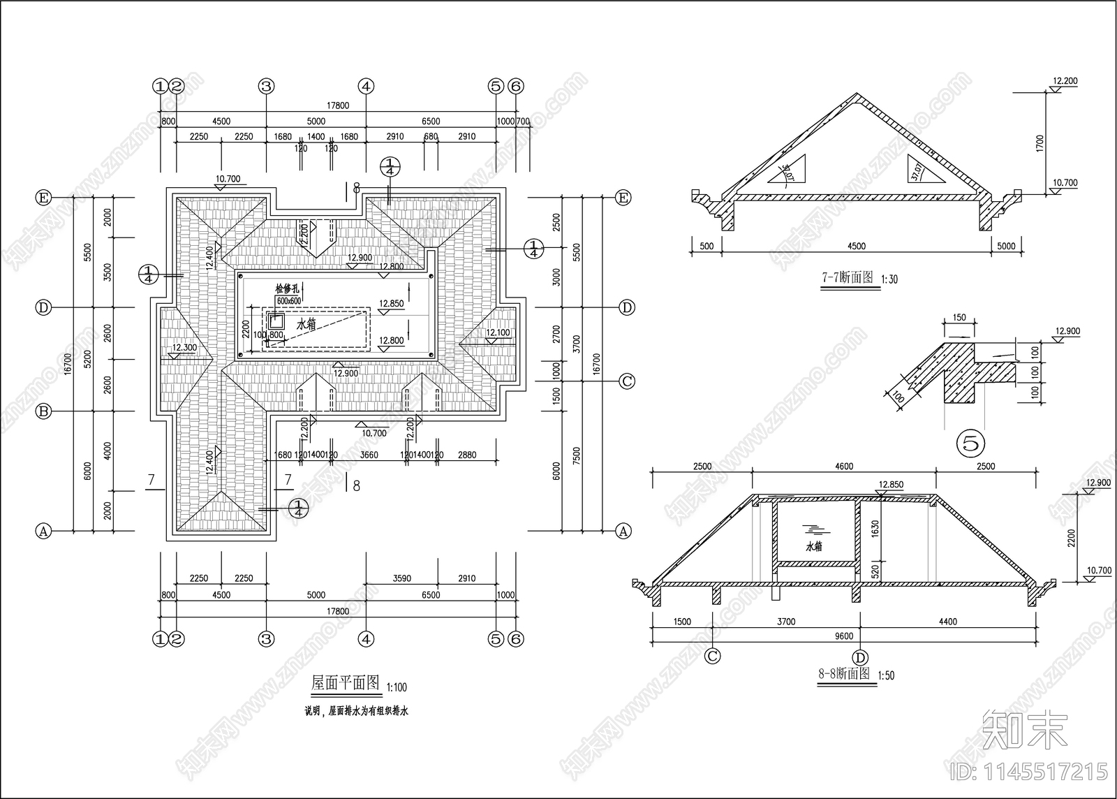 140平米欧式别墅建筑cad施工图下载【ID:1145517215】