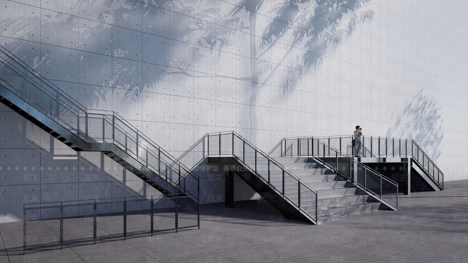 现代铁艺楼梯扶手SU模型下载【ID:1145517576】