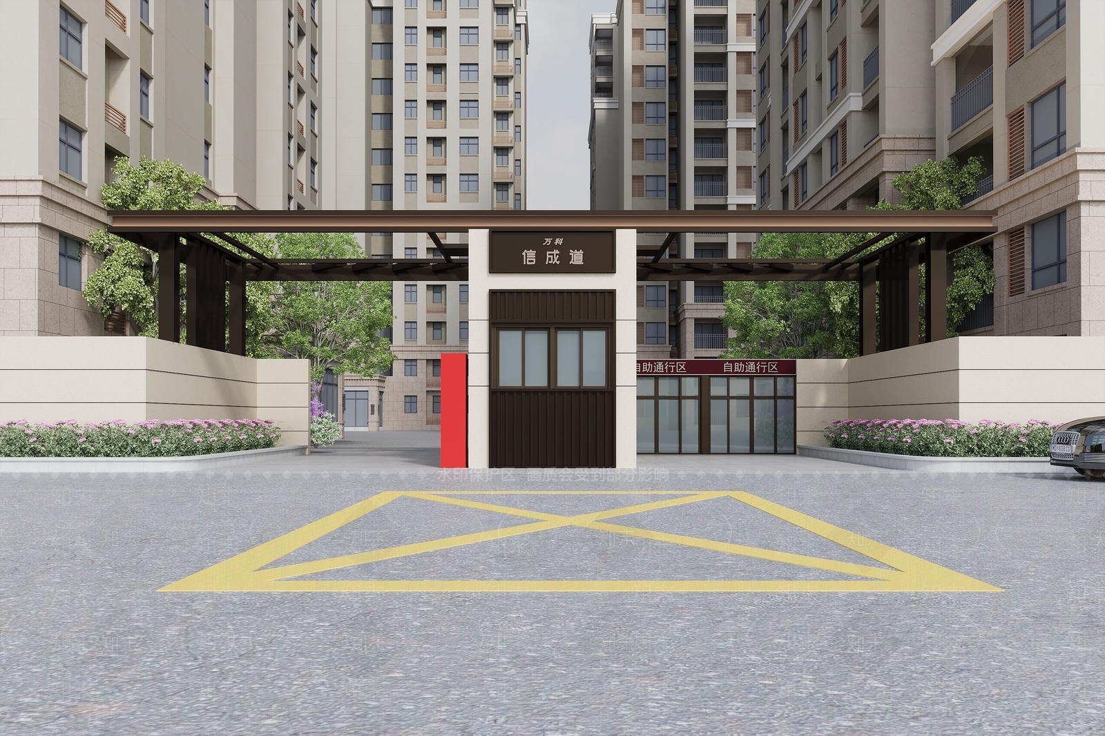 现代小区入口大门3D模型下载【ID:1145519200】